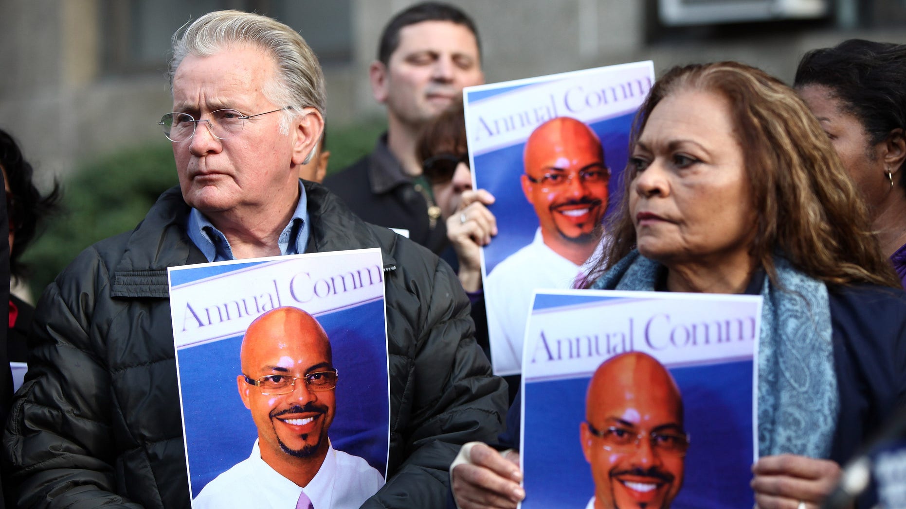 Dec. 5: Actor Martin Sheen and Maria Velazques, the mother of Jon-Adrian Velazquez, attends a press conference outside of Manhattan Criminal Court in New York City.