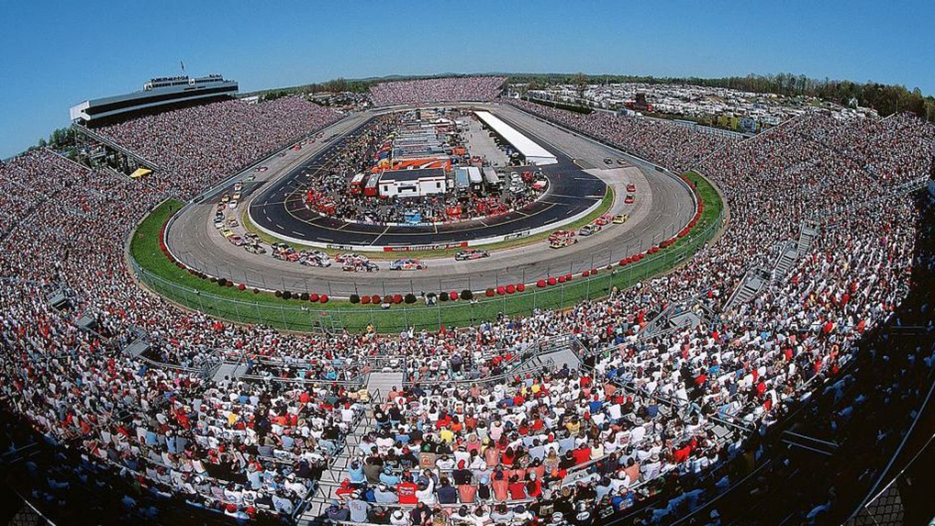 UNITED STATES - APRIL 13: Auto Racing: NASCAR Virginia 500, Aerial view of Martinsville Speedway during race, Martinsville, VA 4/13/2003 (Photo by George Tiedemann/Sports Illustrated/Getty Images) (SetNumber: X68212 TK1 R16 F9)