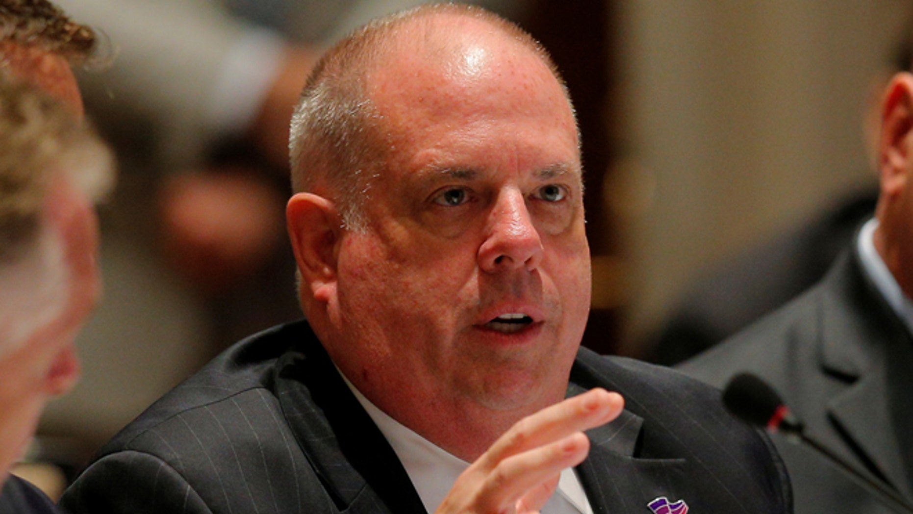 Maryland Governor Larry Hogan speaks at the "Curbing the Opioid Epidemic" session at the National Governors Association summer meeting in Providence, Rhode Island, U.S., July 13, 2017. REUTERS/Brian Snyder - RTX3BDGU