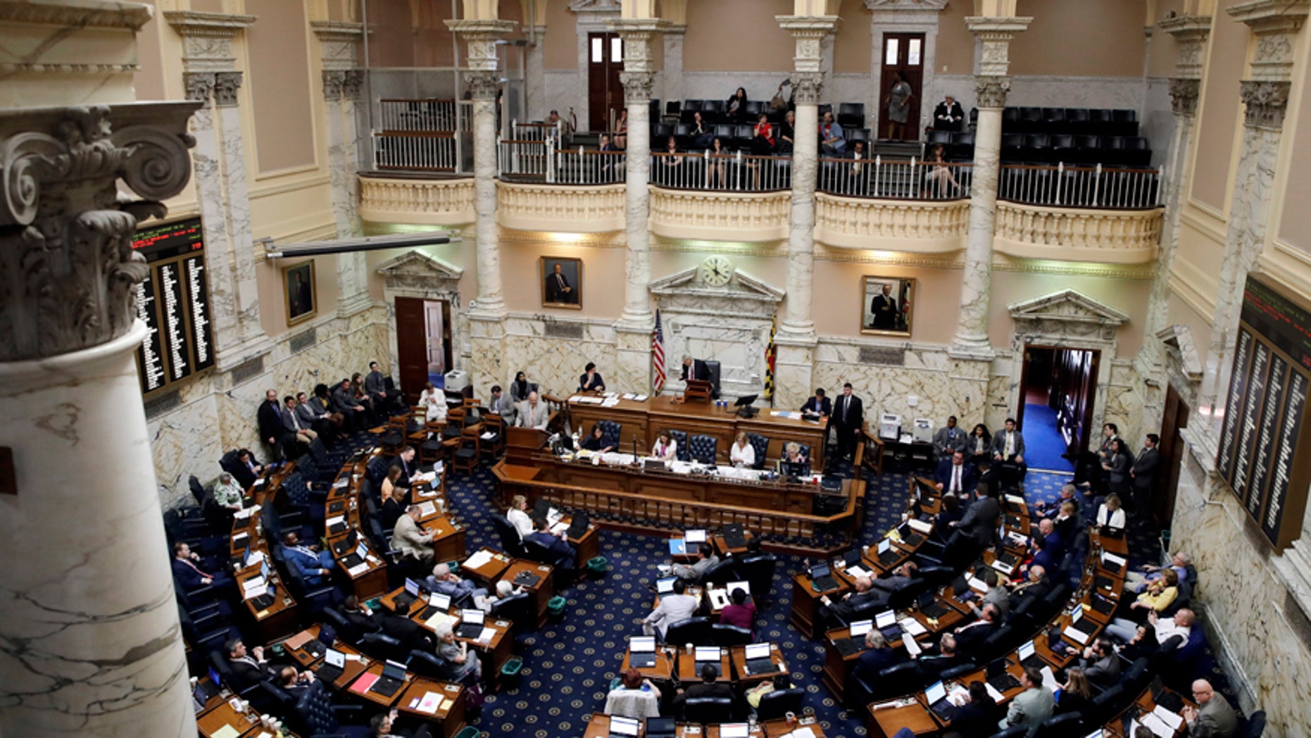 April 10, 2017: Members of the Maryland House of Delegates meet in the house chamber on the final day of the Maryland legislative session in Annapolis, Md.