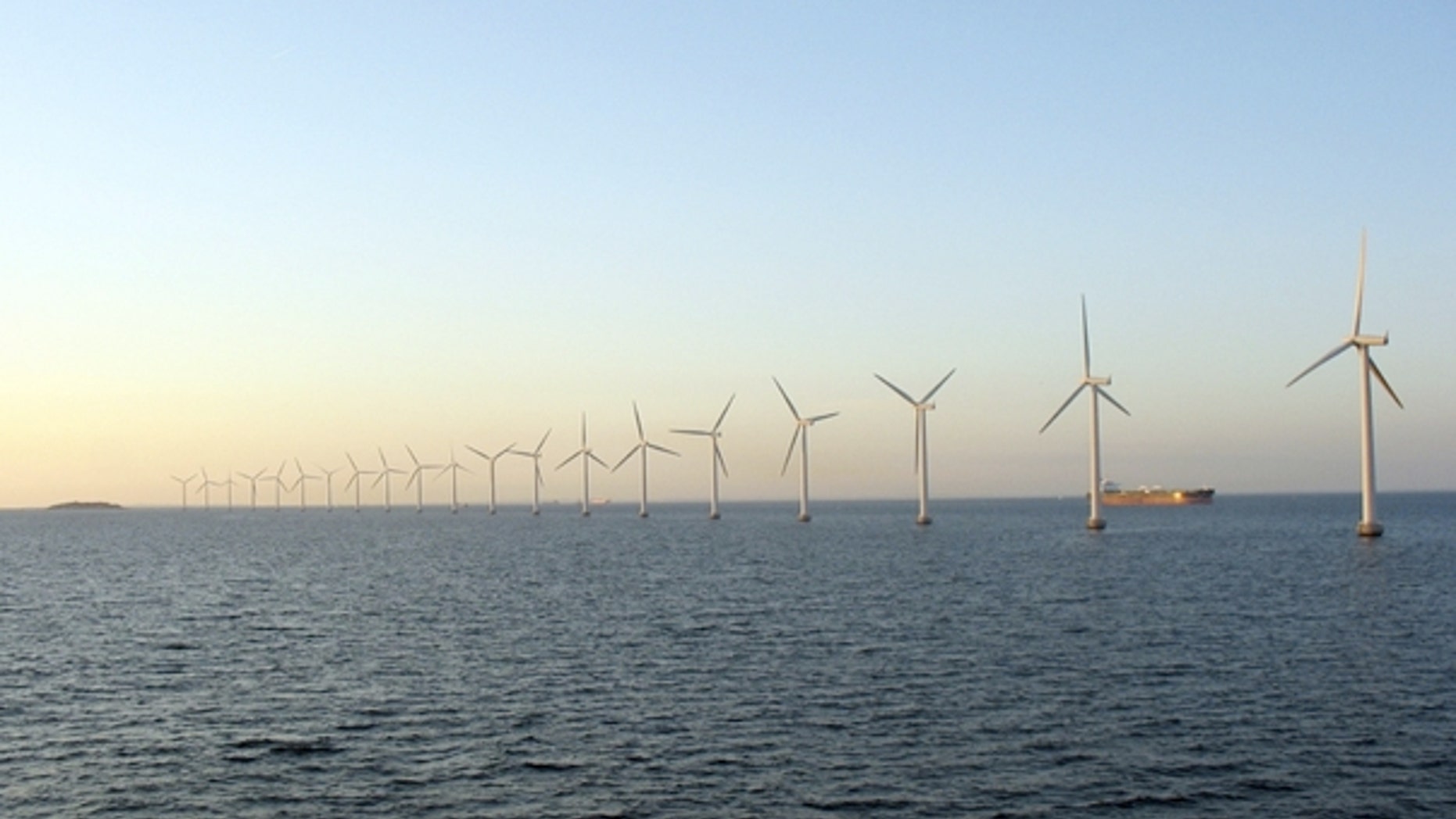 An artist's rendering of what the Cape Wind Project in Nantucket Sound would look like.