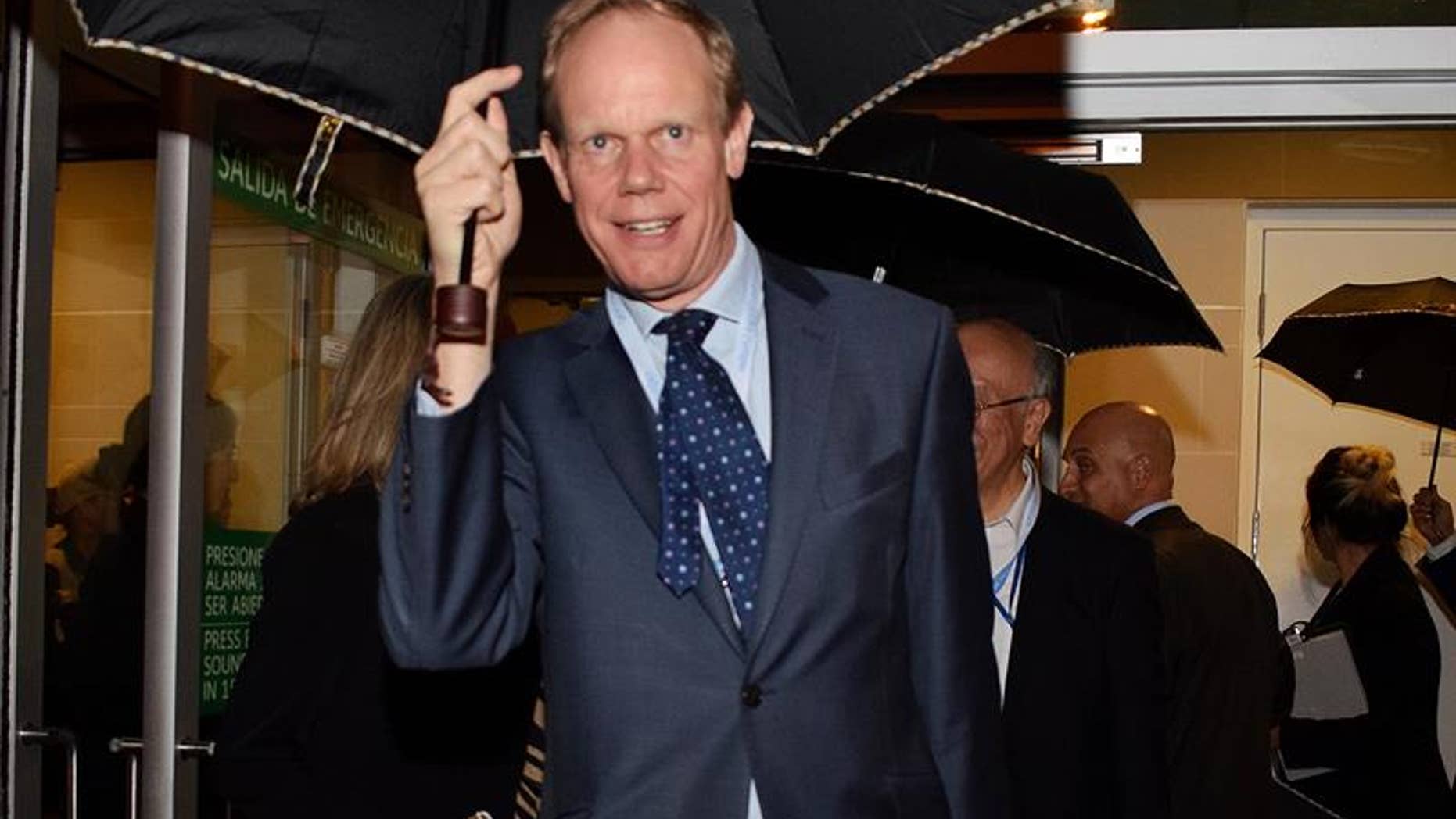 Ambassador Matthew Rycroft, the United Kingdom's permanent representative to the UN, arriving in Bogota on May 3, 2017.