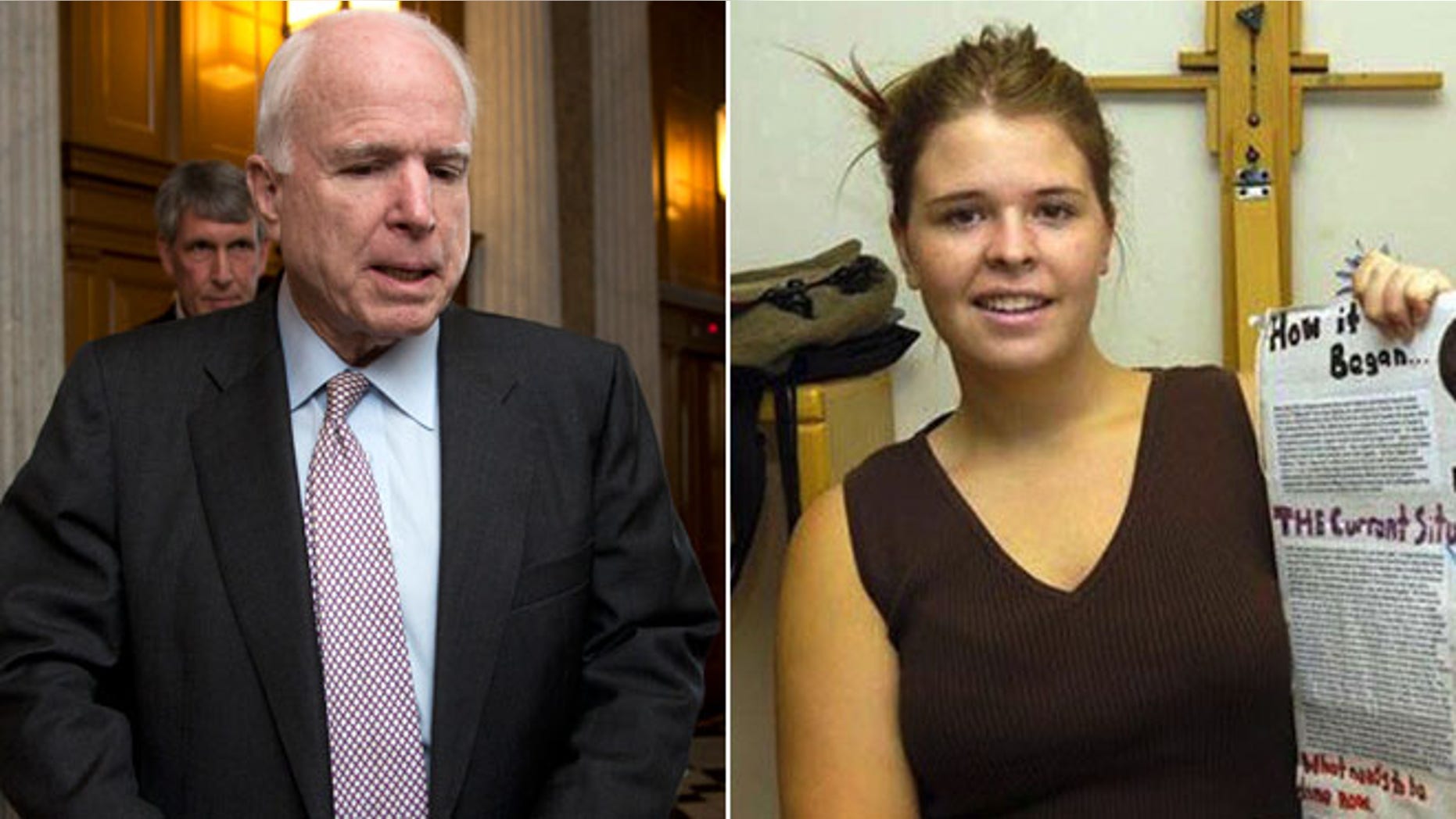 Shown at left, Sen. John McCain, R-Ariz; shown right, American aid worker Kayla Mueller. (AP)