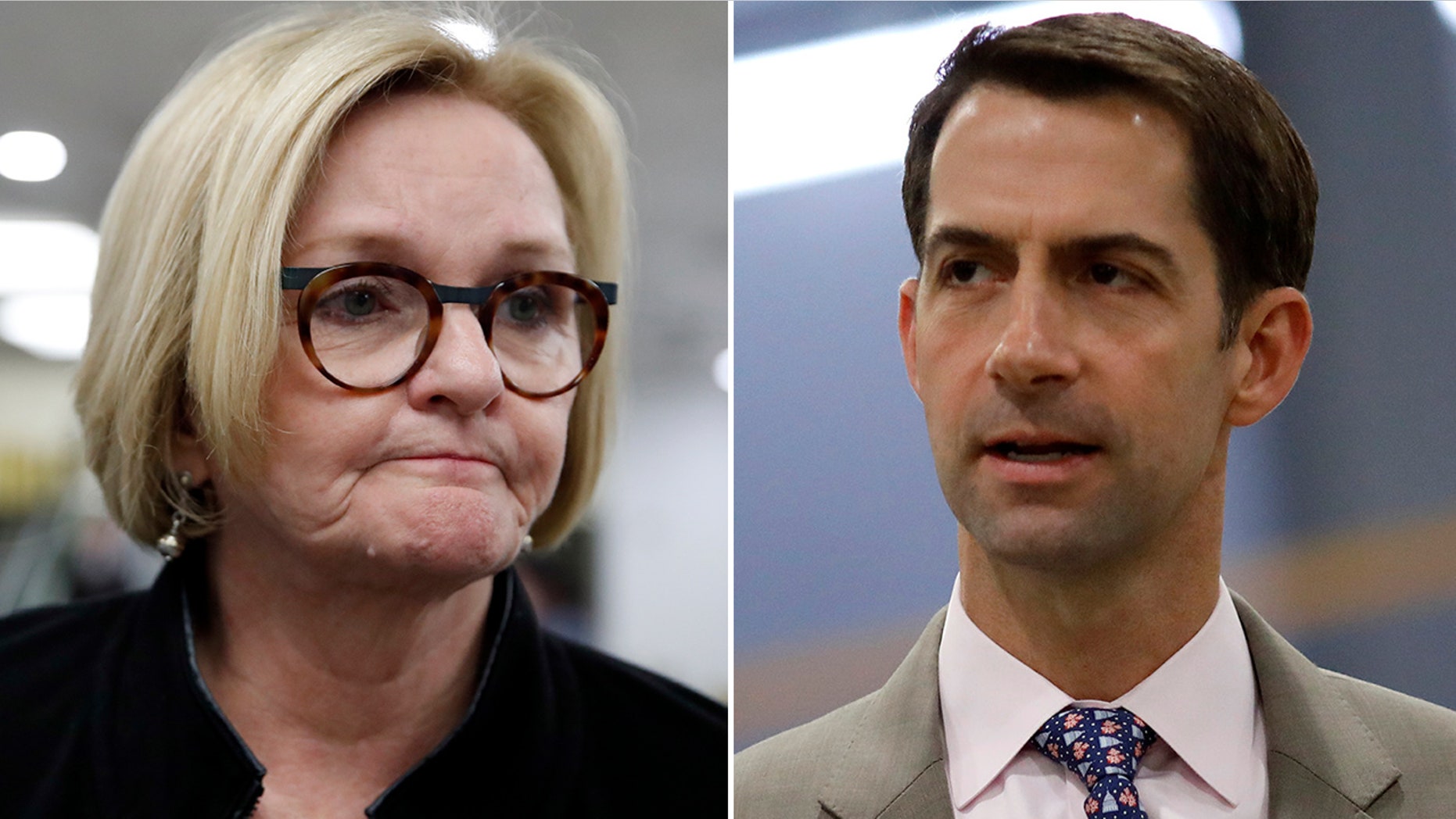 U.S. Sen. Claire McCaskill, D-Mo., left, voted against Trump pick Gina Haspel's nomination as CIA director, drawing criticism from U.S. Sen. Tom Cotton, R-Ark., right.