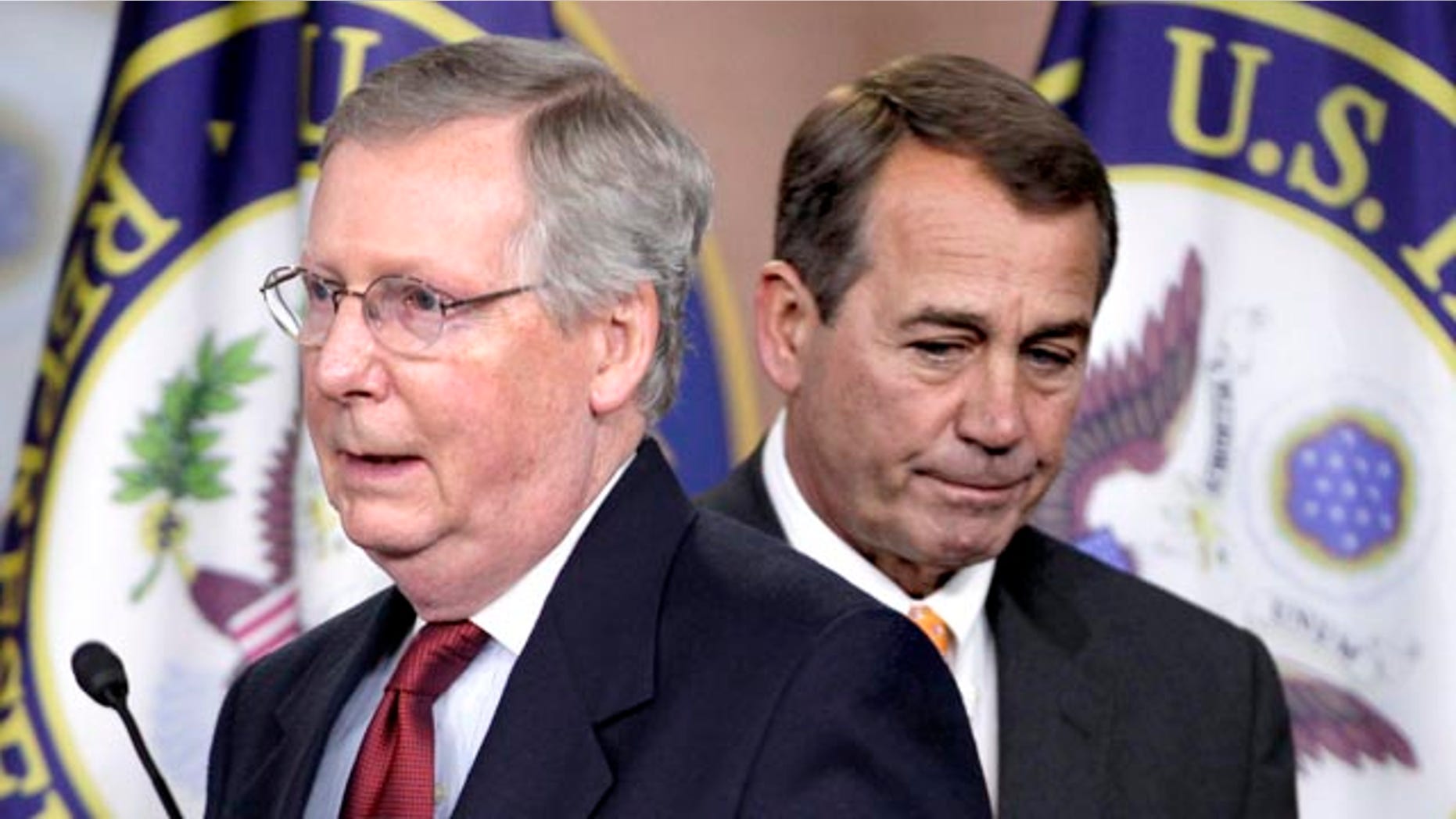 Nov. 3: House speaker-in-waiting John Boehner and Senate Minority Leader Mitch McConnell during a news conference on Capitol Hill in Washington. The White House postponed a meeting with bipartisan congressional leaders to Nov. 30 after top Republicans said they had a scheduling conflict.