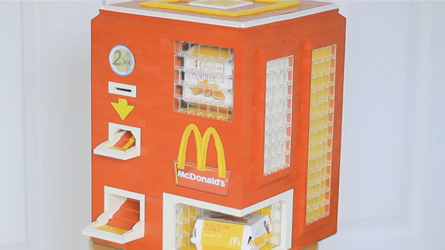 The Lego builders over at YouTube channel Astonishing Studios made a dispenser that gives out an order of chicken nuggets with dipping sauce.