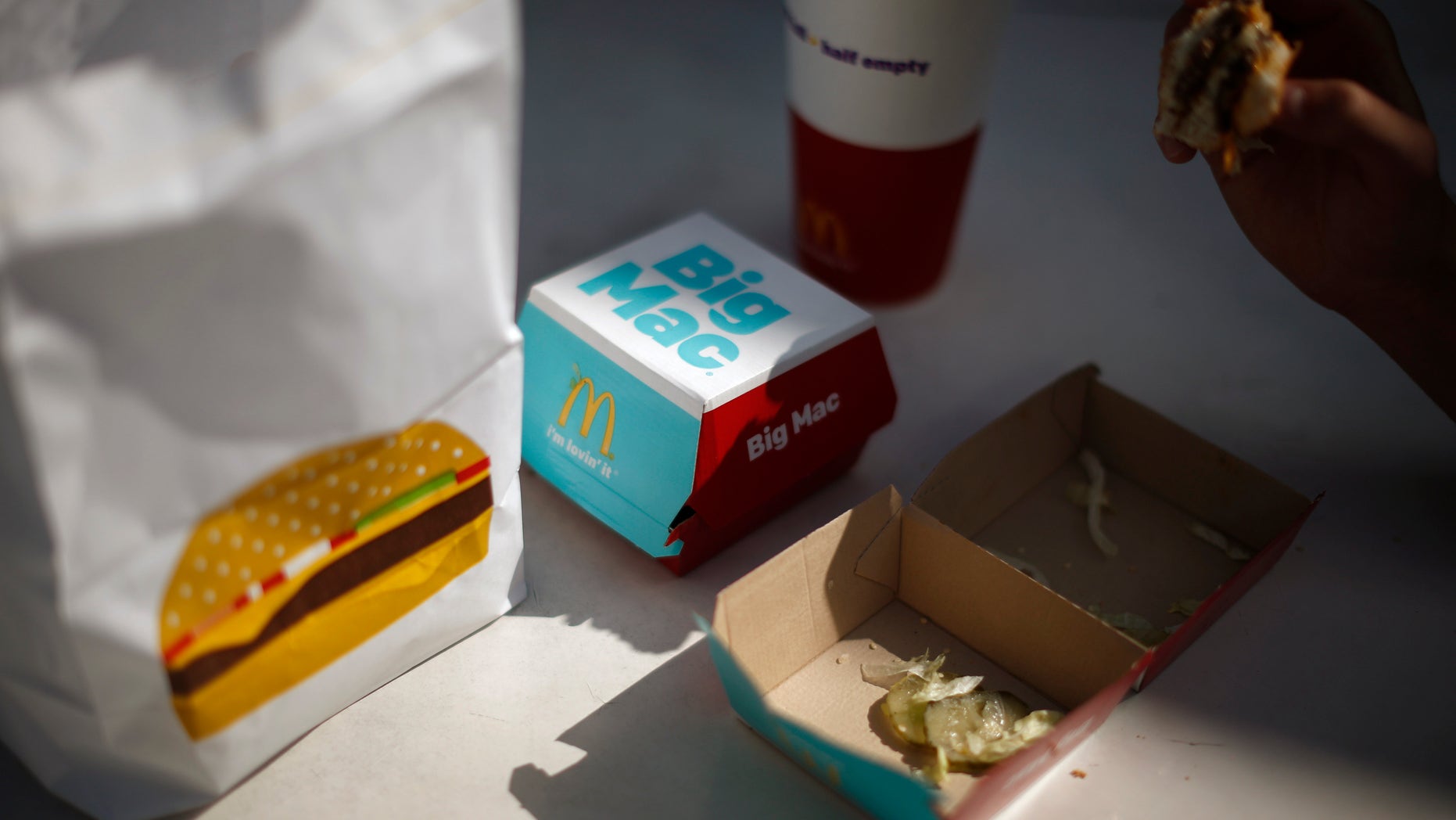 A half-eaten burger meal is seen at a historic McDonald's restaurant in Downey, California February 18, 2015. REUTERS/Lucy Nicholson