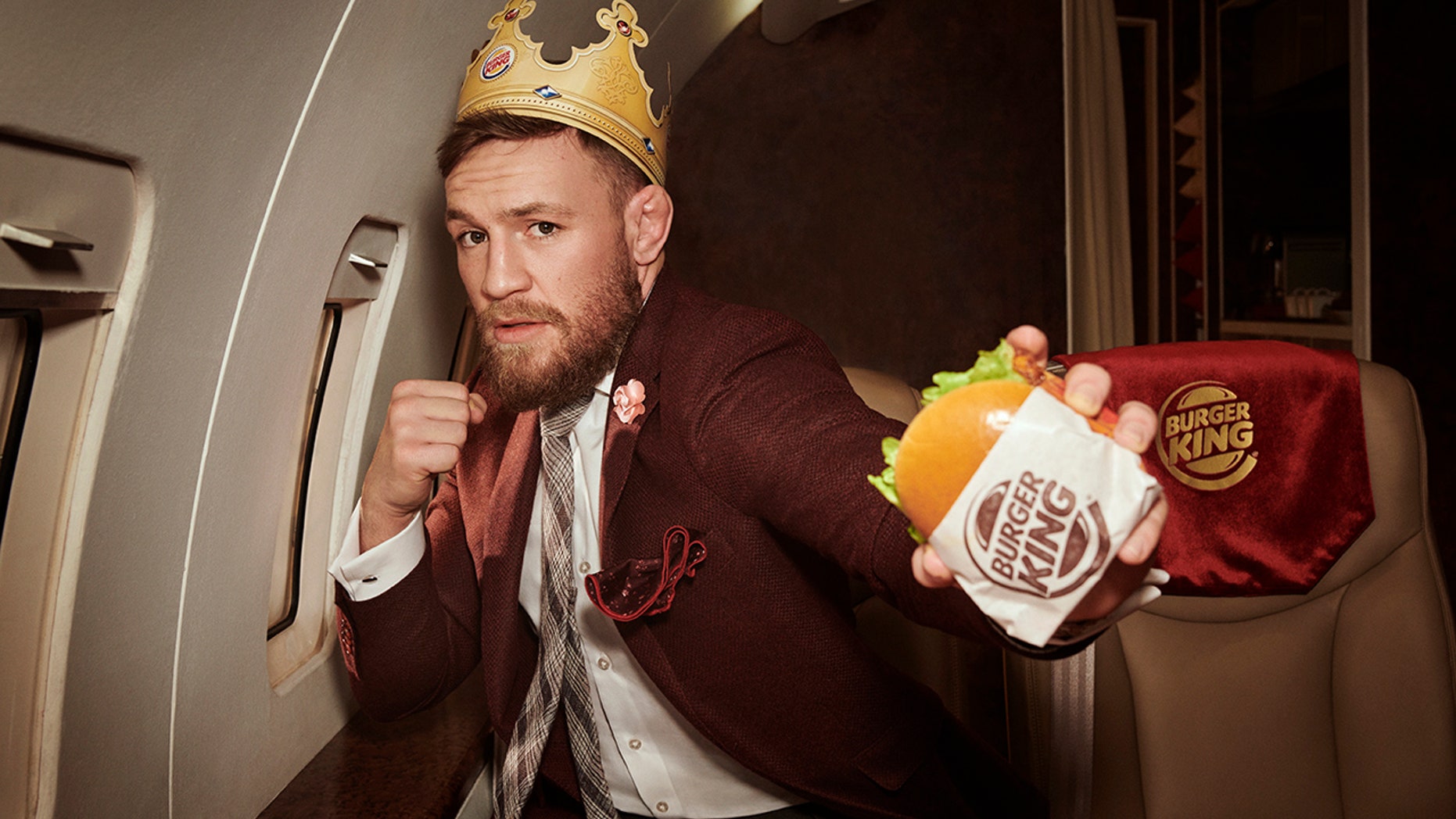 The self-appointed MMA king is pairing up with the Burger King for its latest sandwich.