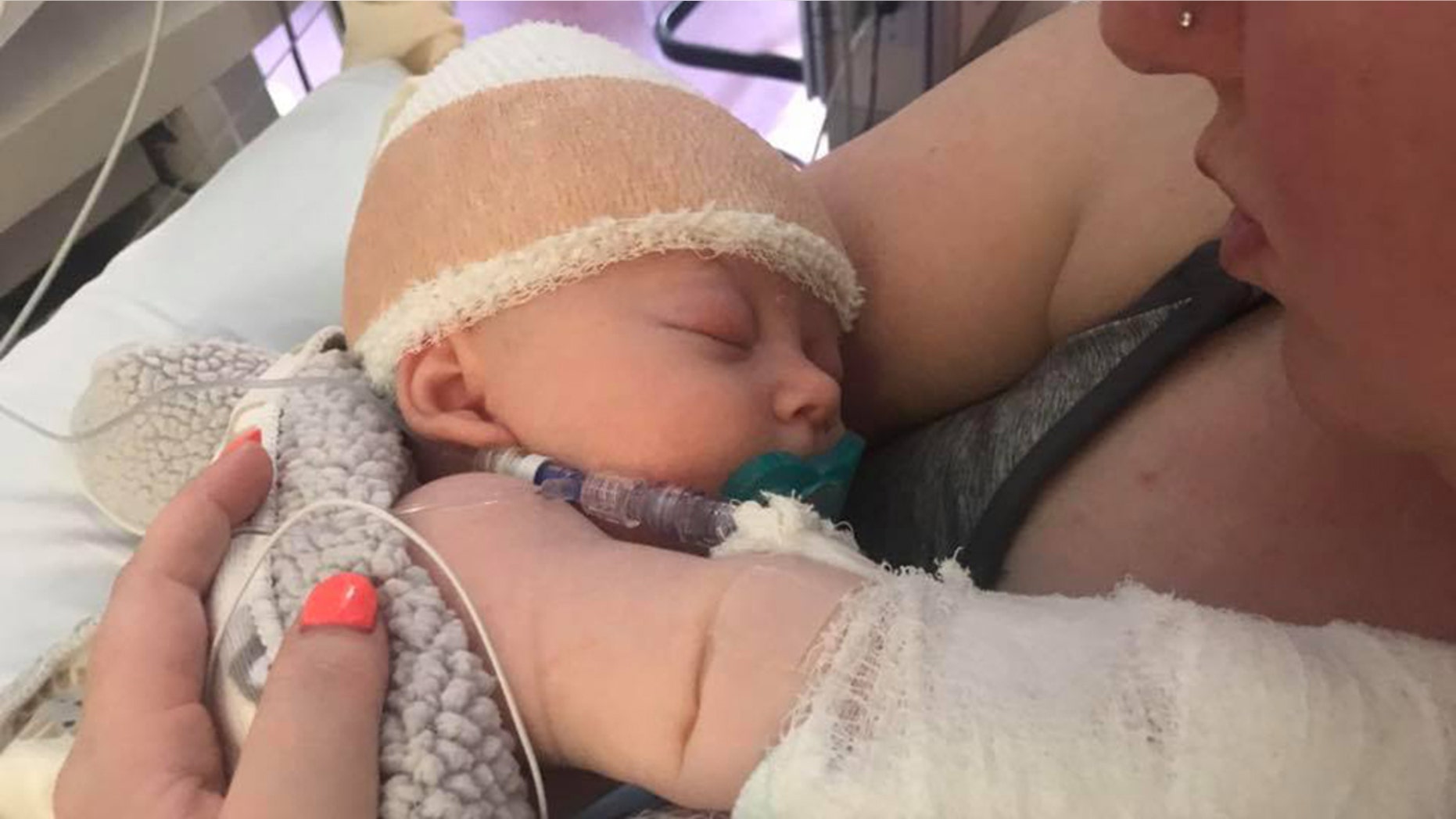 McKenna Hovenga's great-aunt said the infant did well during a breathing test on Monday, and has started tracking her mother's face and voice.