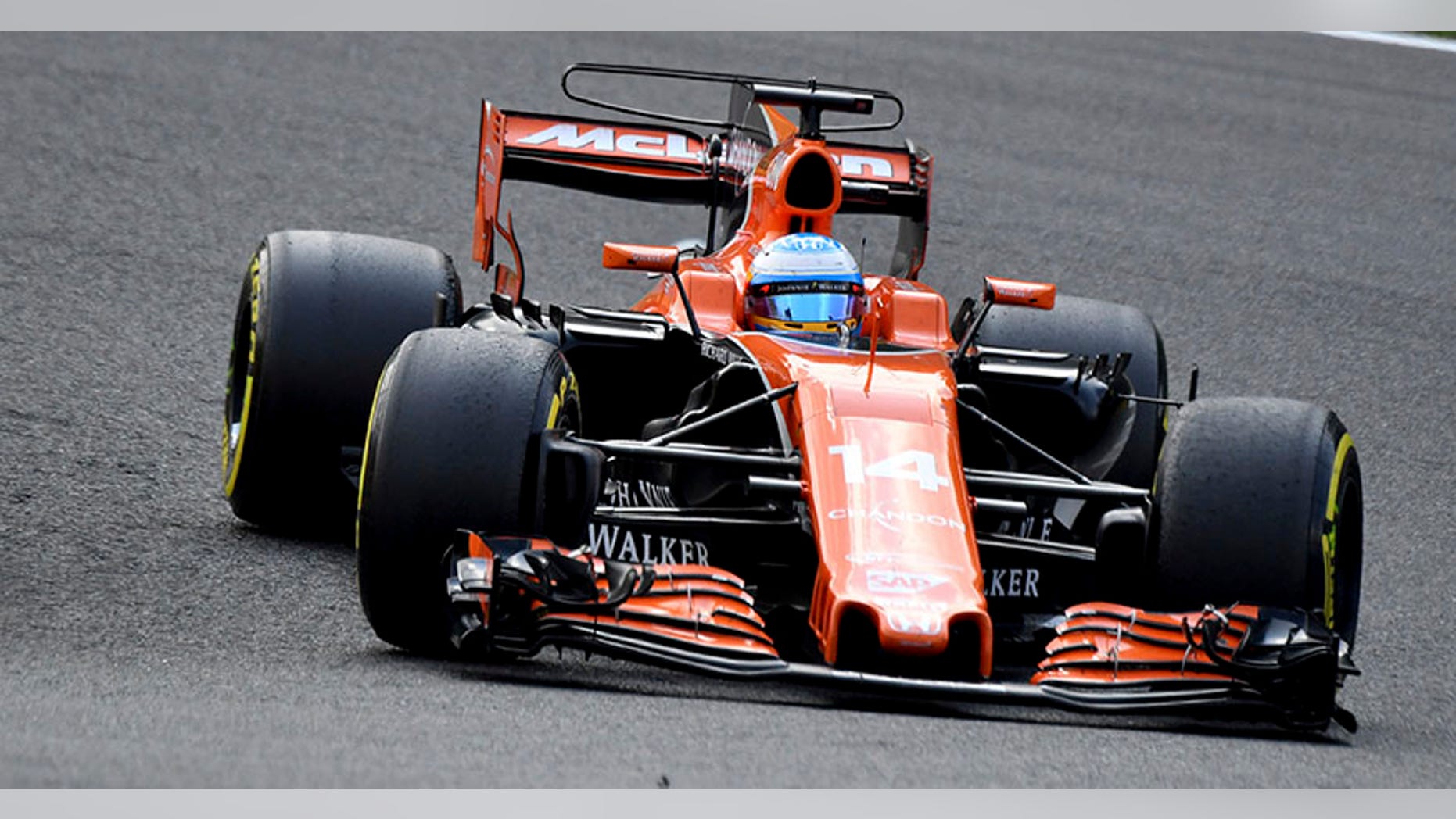 Mclaren driver Fernando Alonso of Spain steers his car during the Belgian Formula One Grand Prix in Spa-Francorchamps, Belgium, Sunday, Aug. 27, 2017. (AP Photo/Geert Vanden Wijngaert)