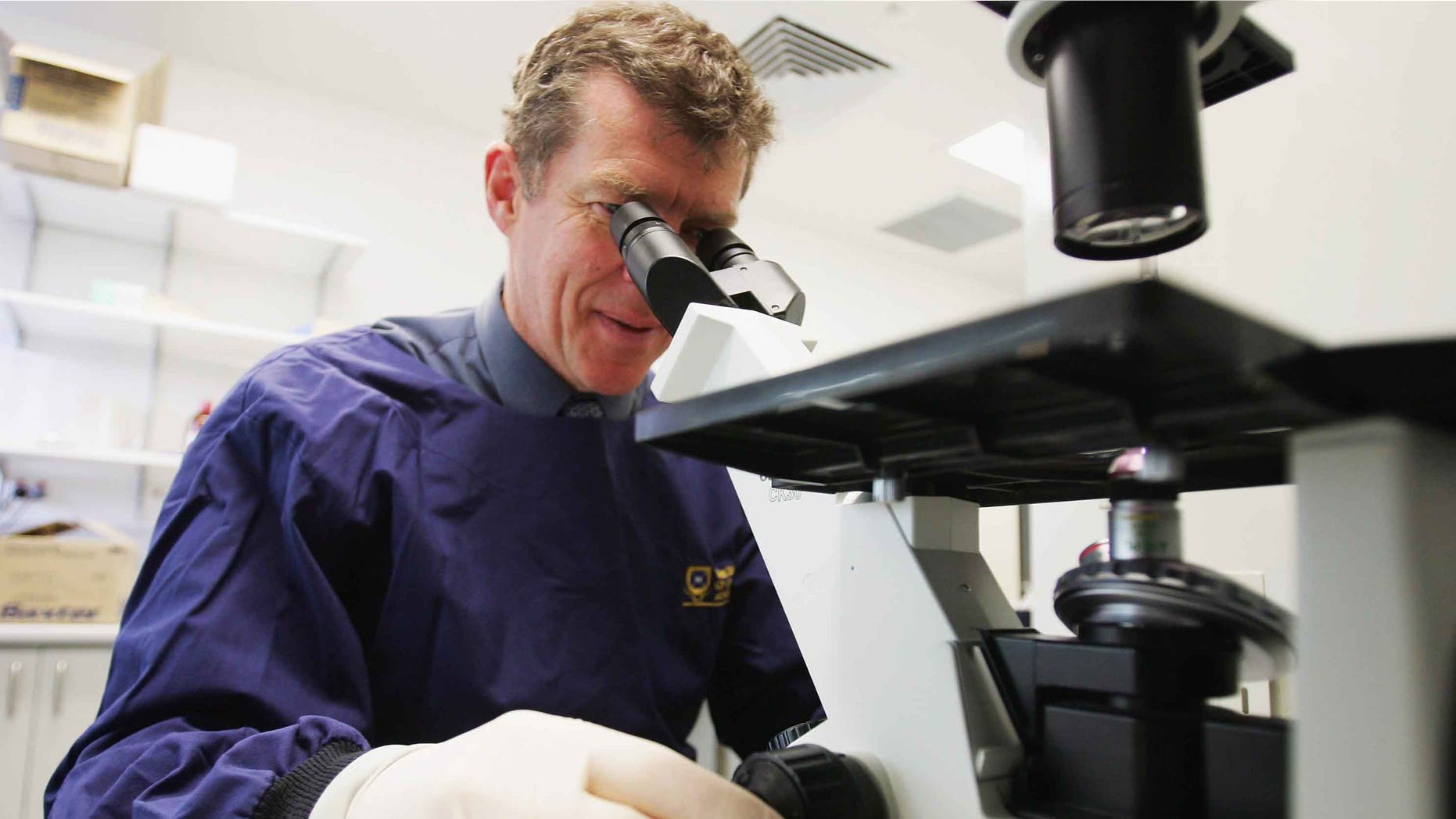 BRISBANE, QSL - AUGUST 12: Professor Ian Frazer is pictured at work in a bio medical laboratory at the PA Hospital in Brisbane, Australia on August 12, 2005. Professor Frazer has developed a vaccine to prevent cervical cancer which in clinical trials showed the vaccine to be 95 to 100 per cent effective. The vaccine is expected to be commercially available in 2006. Cervical cancer is one of the few human cancers that is known to be directly caused by a viral infection, with more than 500,000 cases being diagnosed annually killing an estimated 275,000 women around the world every year. (Photo by Jonathan Wood/Getty Images) *** Local Caption *** Ian Frazer