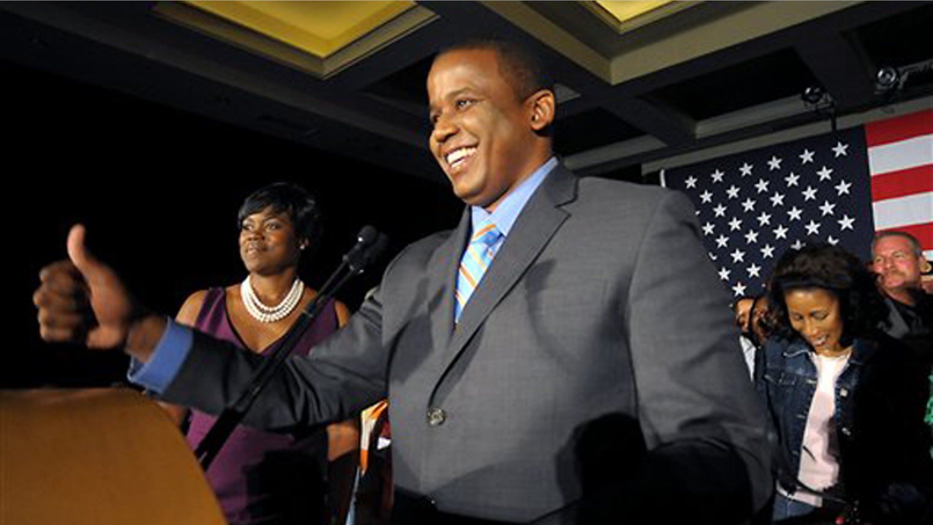 Democratic Senate candidate Kendrick Meek smiles during his victory night celebration in Hollywood, Fla., Aug. 24. (AP Photo)