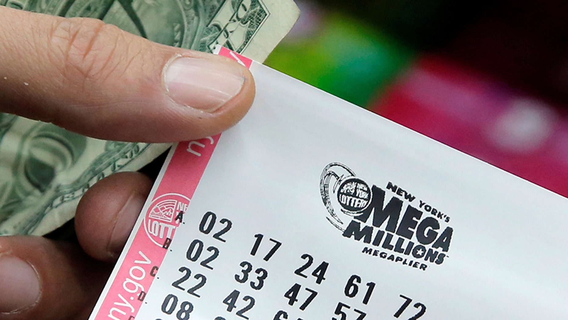 A ticket is seen ahead of the Mega Millions lottery draw in Manhattan, New York, U.S., July 1, 2016.