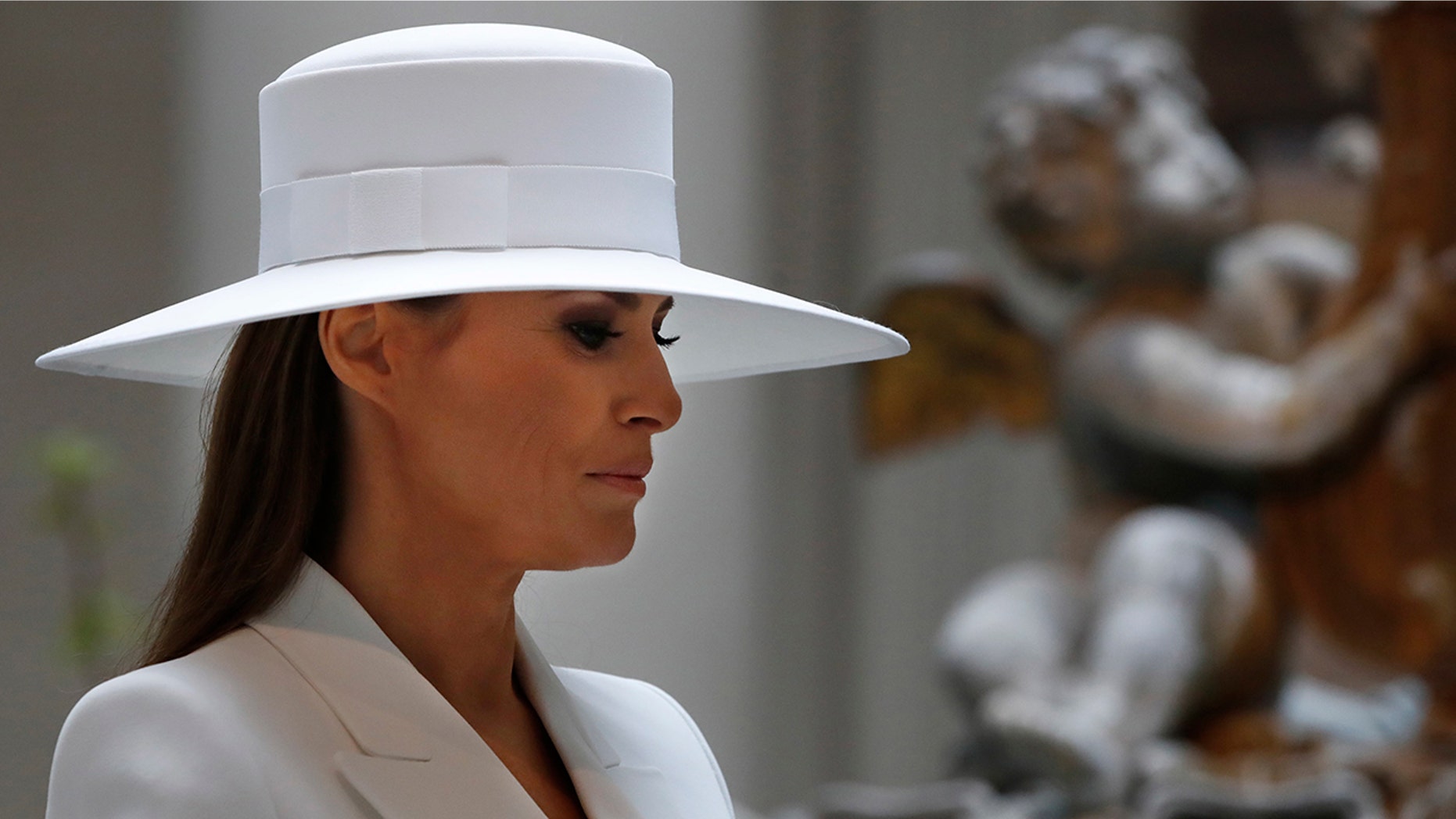 First lady Melania Trump tours the National Gallery of Art on April 24 in Washington, D.C.