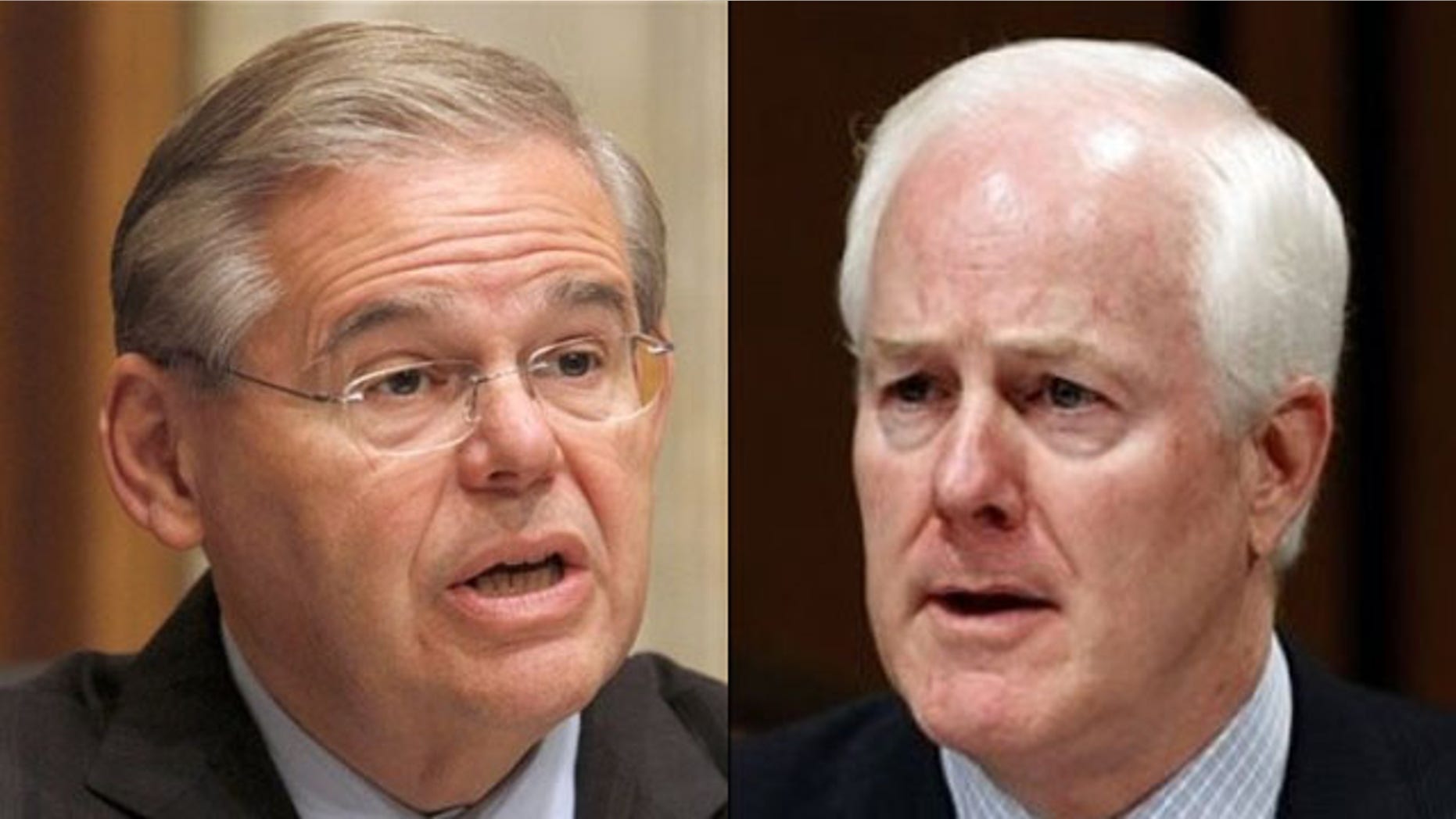 Shown here are Sen. Robert Menendez, left, and Sen. John Cornyn. (AP Photos)