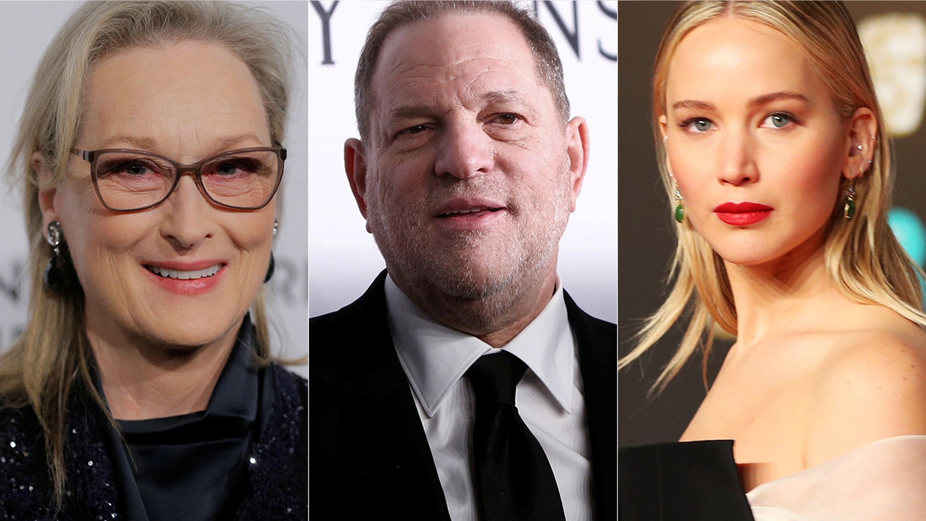Harvey Weinstein (center) has asked a judge to toss out a federal sexual misconduct lawsuit filed against him and he's invoking the words of Jennifer Lawrence (right), Meryl Streep and other A-list actresses in his defense.