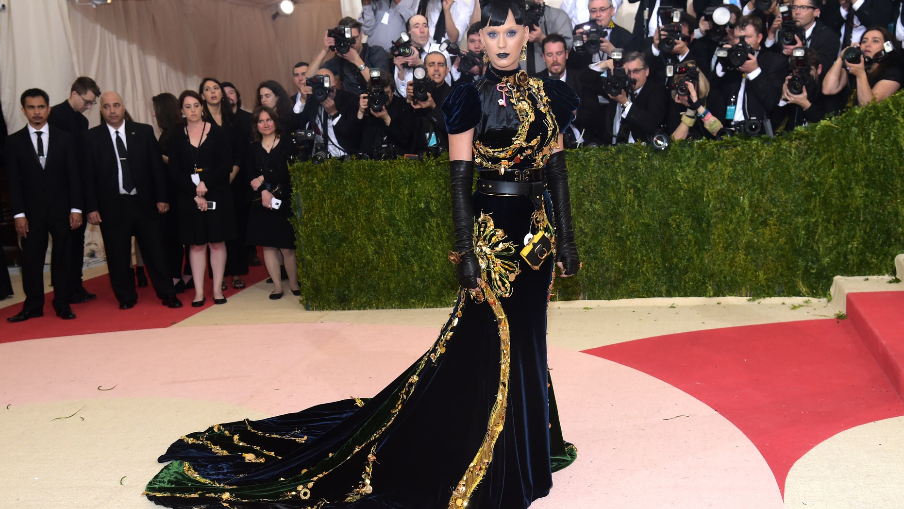 Katy Perry arrives at The Metropolitan Museum of Art Costume Institute Benefit Gala, celebrating the opening of "Manus x Machina: Fashion in an Age of Technology" on Monday, May 2, 2016, in New York. (Photo by Charles Sykes/Invision/AP)