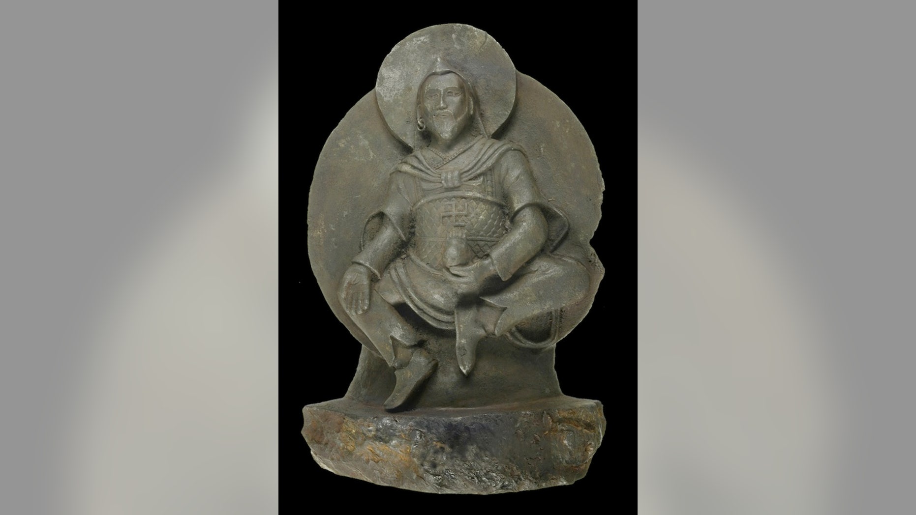 A Buddha statue dating back to the 8th to 10th centuries is carved from a rare iron meteorite.