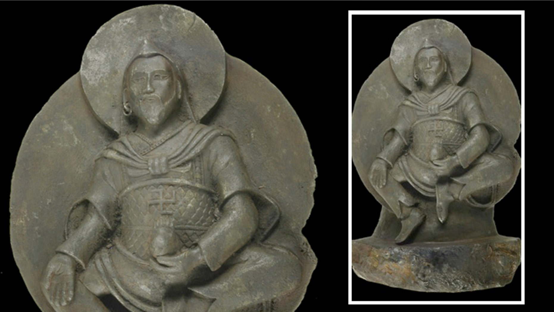 A Buddha statue dating back to the 8th to 10th centuries is carved from a rare iron meteorite.