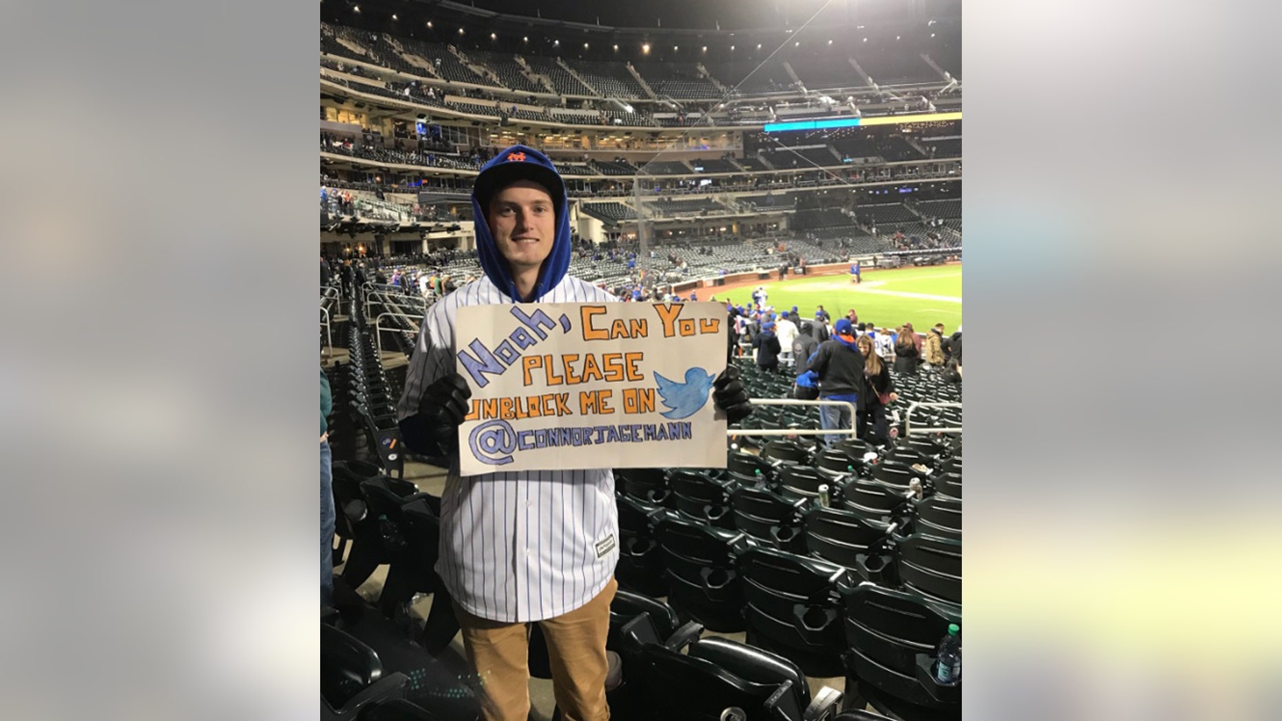Connor Jagemann, 21, said he found out that Mets pitcher Noah Syndergaard, known as “Thor,” blocked him over a year and a half ago when he received the message “Noah Syndergaard has blocked you.”