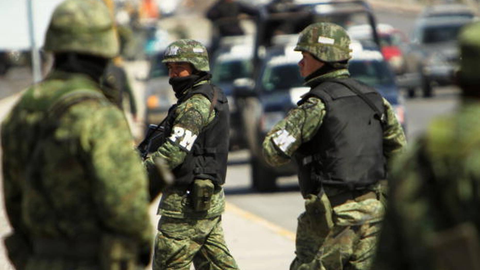 Members of the Mexican military police in Juarez, Mexico.