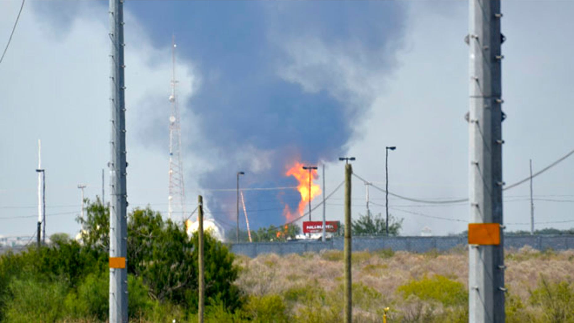 Sept. 18, 2012: Fire and smoke rise from a gas pipeline distribution center in Reynosa, Mexico near Mexico's border with the United States.