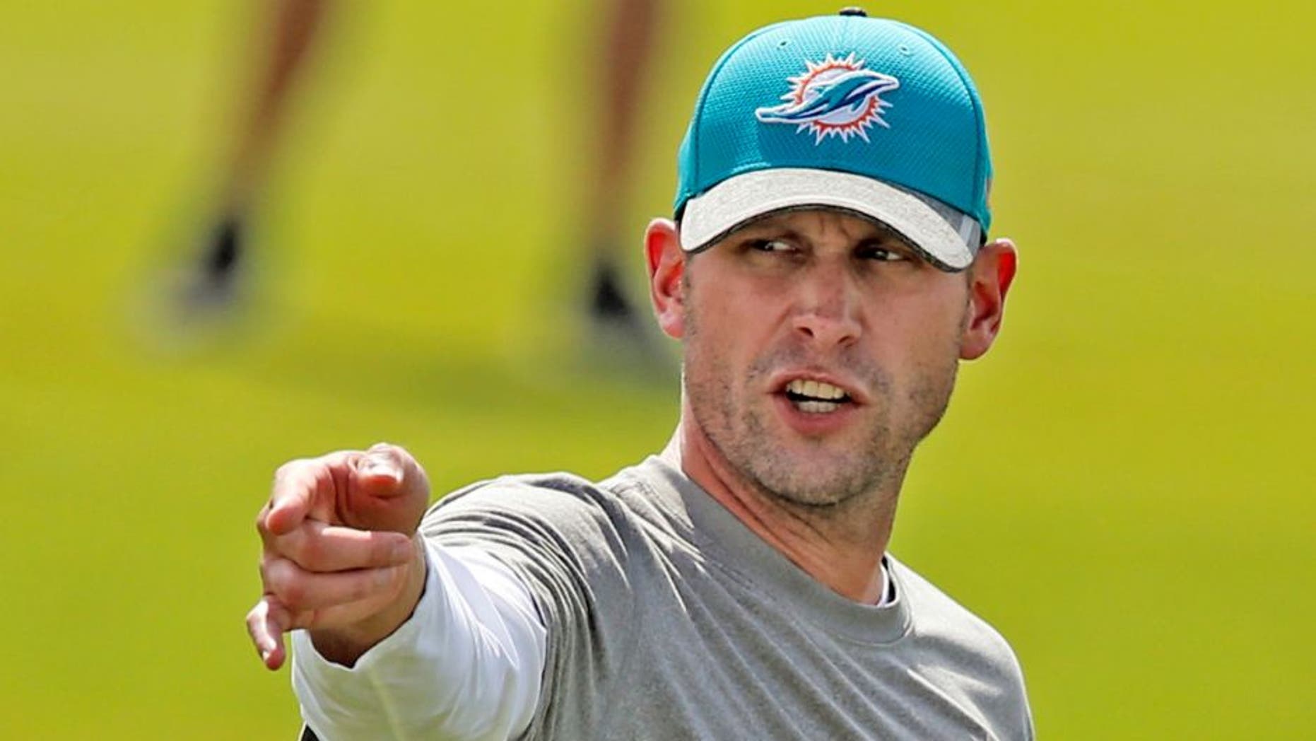 Miami Dolphins head coach Adam Gase directs mini-camp practice at Doctors Hospital Training Facility at Nova Southeastern University in Davie, Fla., on Thursday, June 16, 2016. (Al Diaz/Miami Herald/TNS via Getty Images)