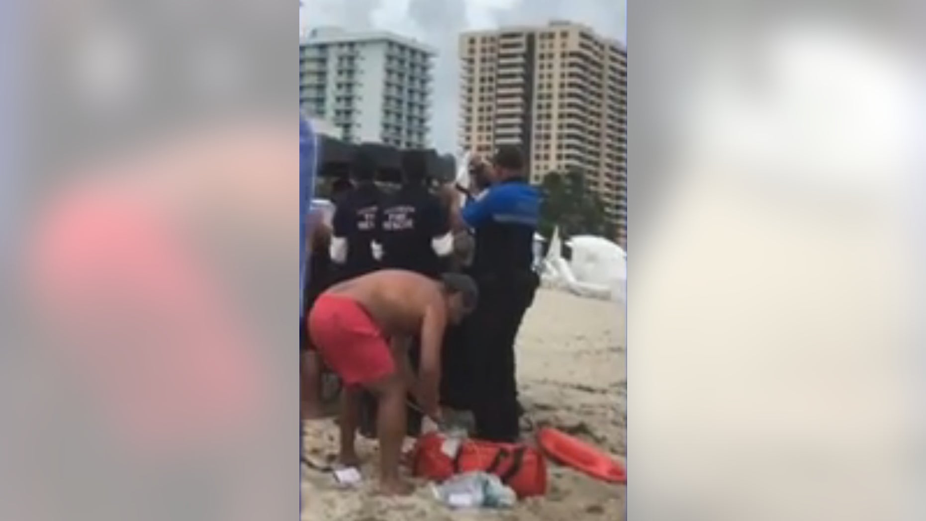 Rescue crews on Miami Beach.