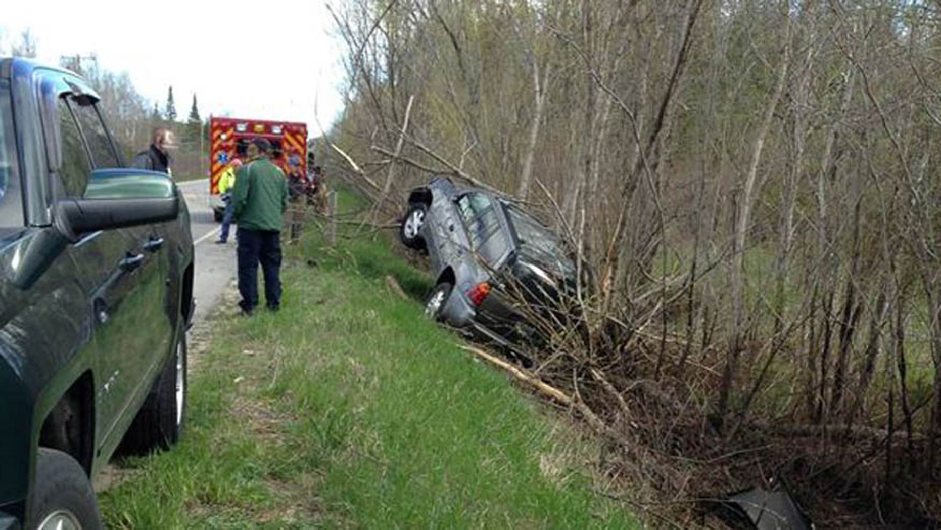 A driver claims he was distracted by a spider before he totaled his car in northern Michigan
