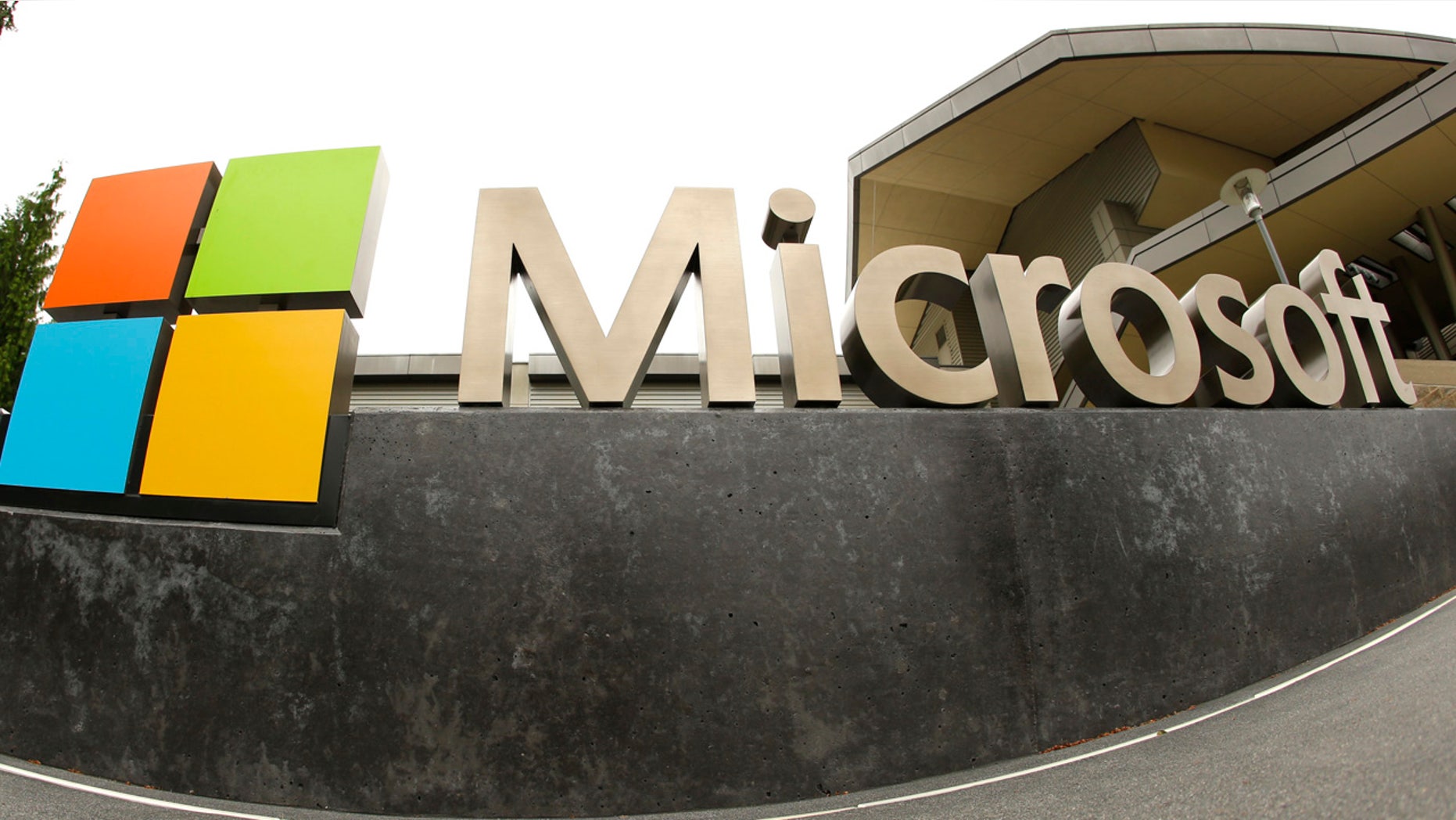 This July 3, 2014, file photo, shows the Microsoft Corp. logo outside the Microsoft Visitor Center in Redmond, Wash. (AP PhotoTed S. Warren)