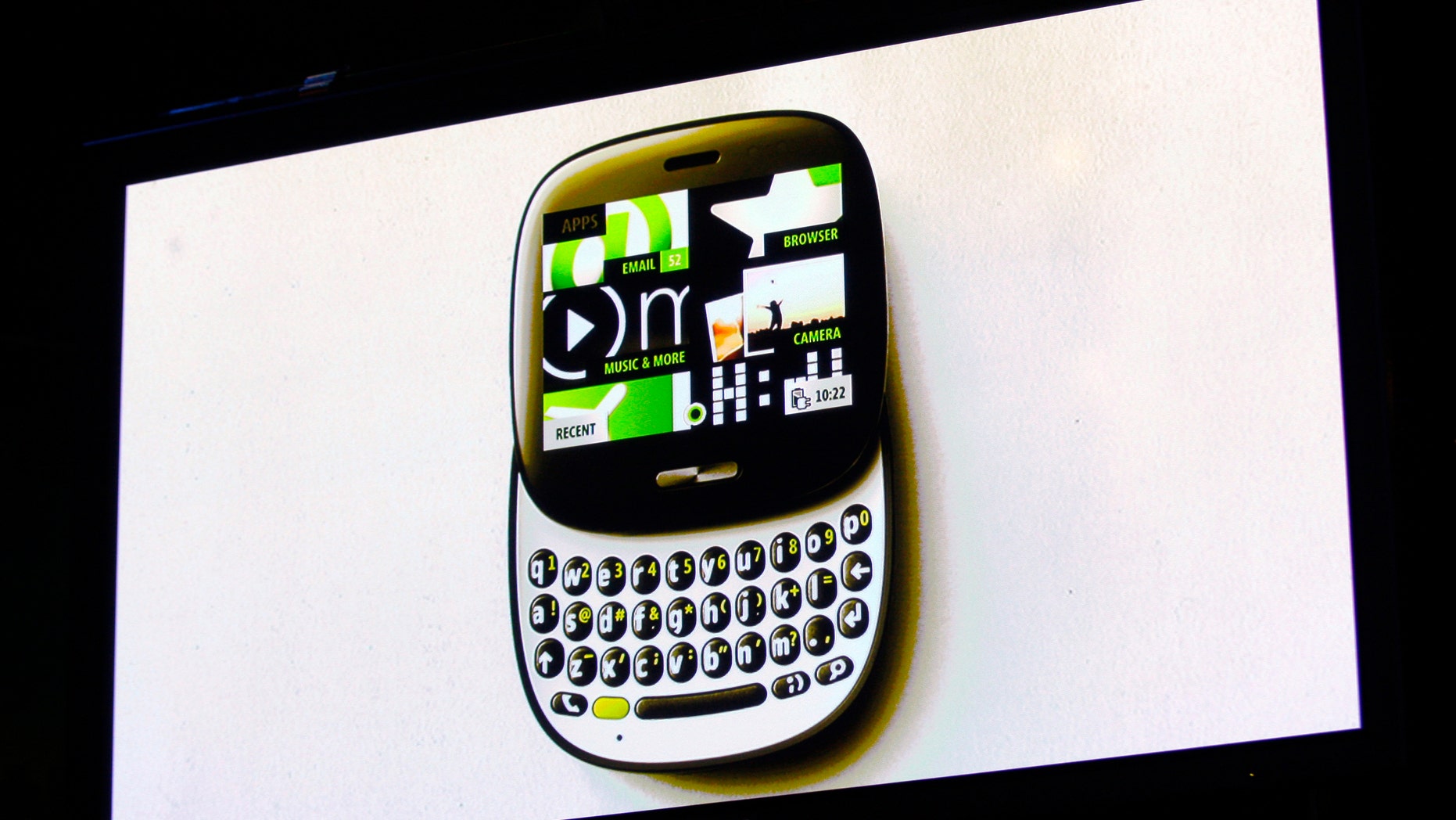 The image of the Kin One smartphone is projected on a screen at a Microsoft news conference in San Francisco, California April 12, 2010.