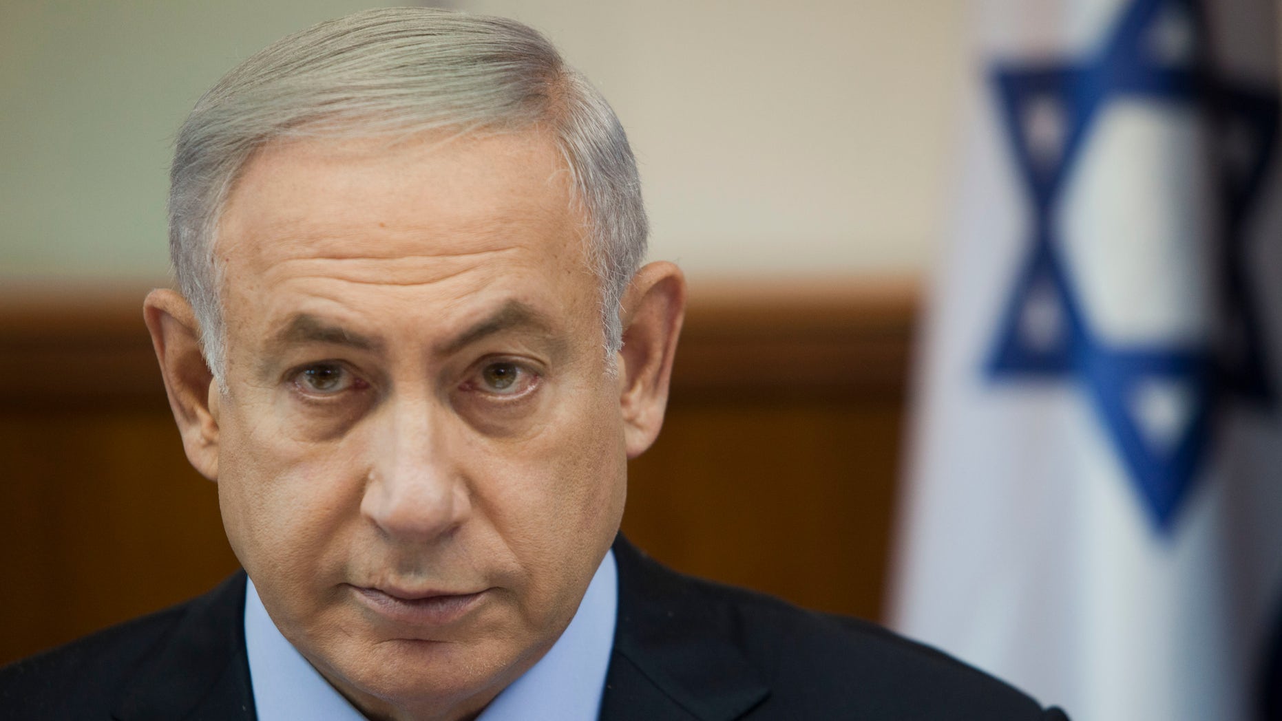 July 10, 2016: Israeli Prime Minister Benjamin Netanyahu attends a weekly cabinet meeting in Jerusalem.