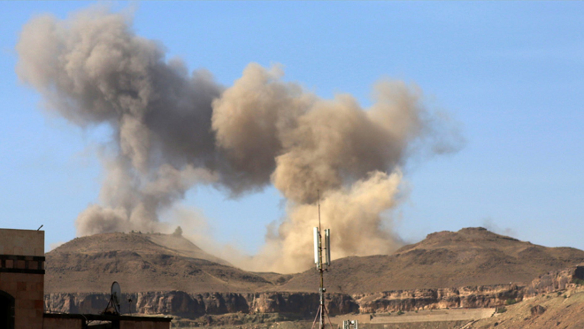 April 17, 2015: Smoke rises after a Saudi-led airstrike on Sanaa, Yemen.
