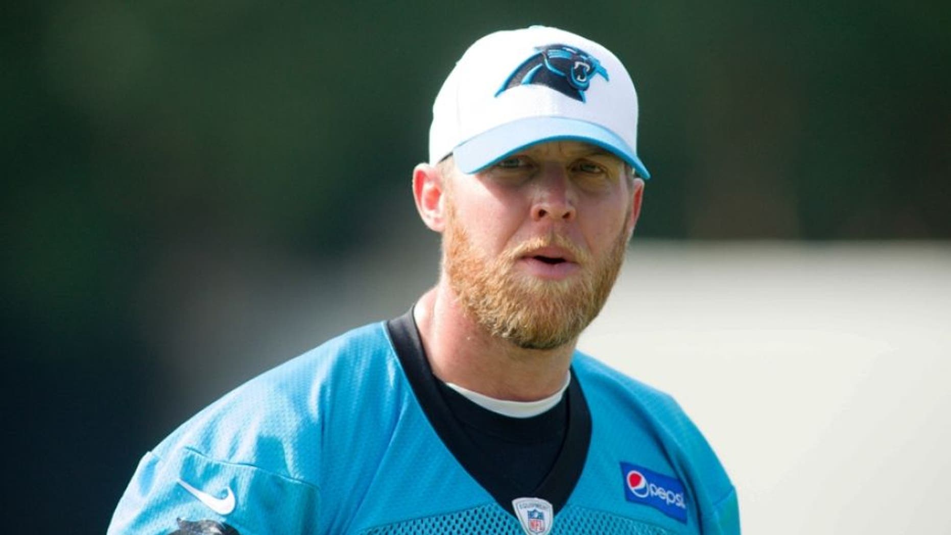 Jun 15, 2016; Charlotte, NC, USA; Carolina Panthers punter Mike Scifres stands on the field during the practice held at the practice field at Bank of America Stadium. Mandatory Credit: Jeremy Brevard-USA TODAY Sports