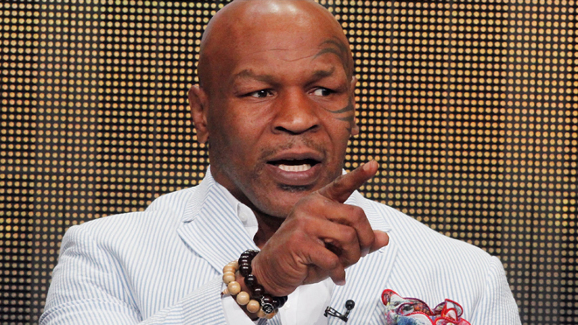 Mike Tyson, star of HBO Films "Mike Tyson: Undisputed Truth", takes part in a panel discussion at the Television Critics Association Cable TV Summer press tour in Beverly Hills, California July 25, 2013.
