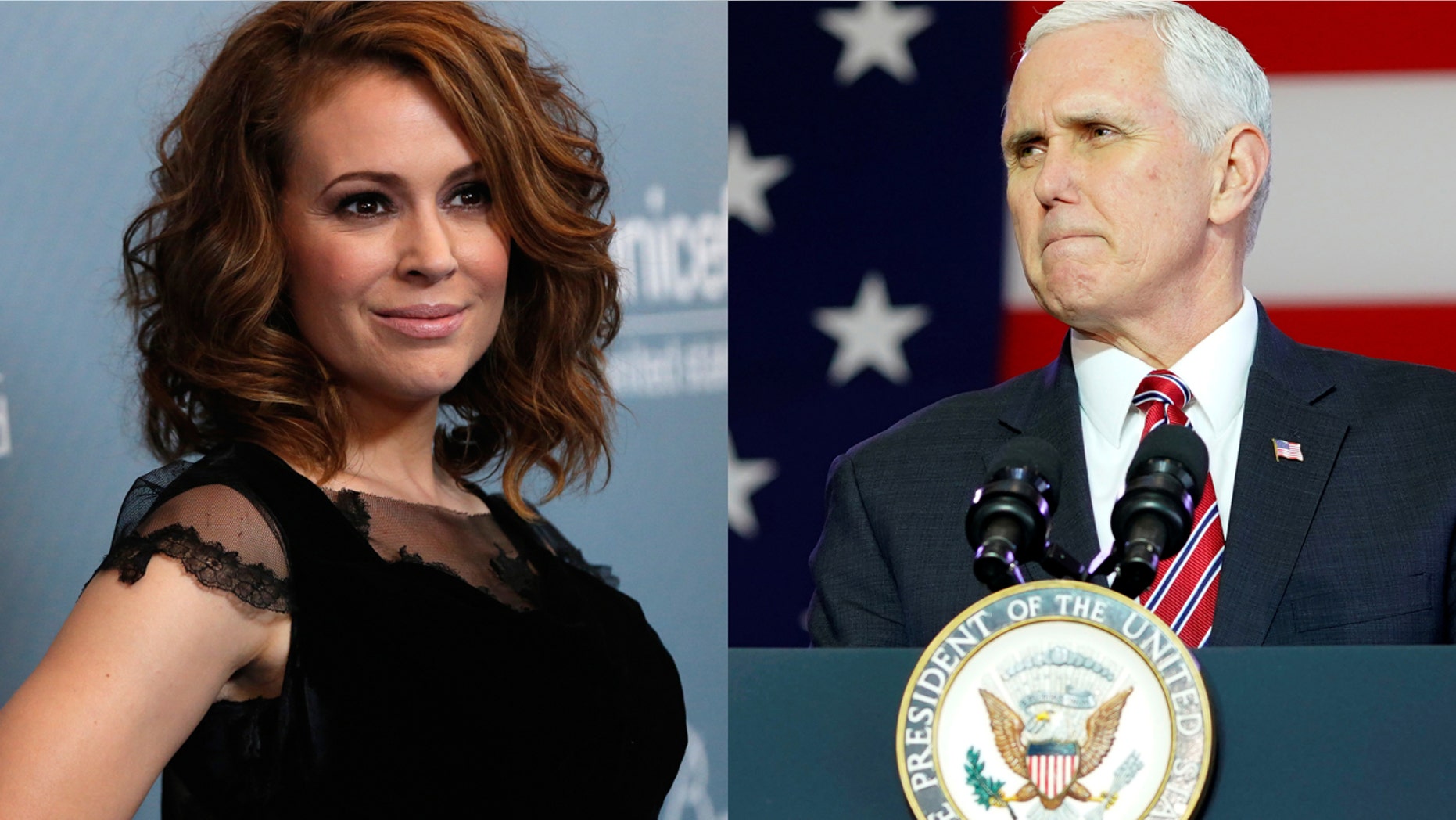Actress Alyssa Milano demands that Vice President Mike Pence step down from speaking at the upcoming NRA conference.