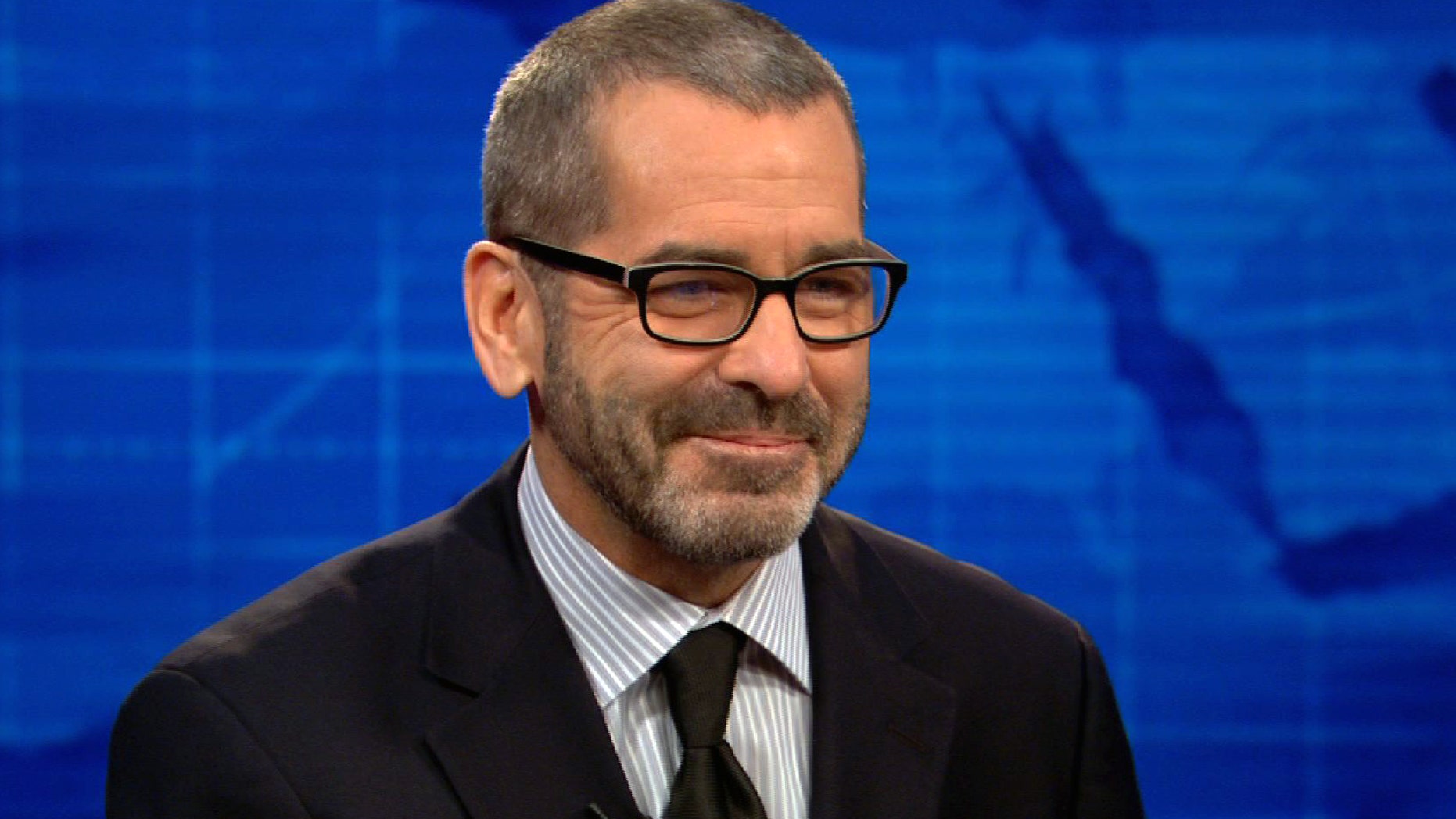 March 7, 2014. Miles O'Brien during the taping of an interview for "PBS Newshour." O'Brien lost part of his arm in an accident while on assignment last February.