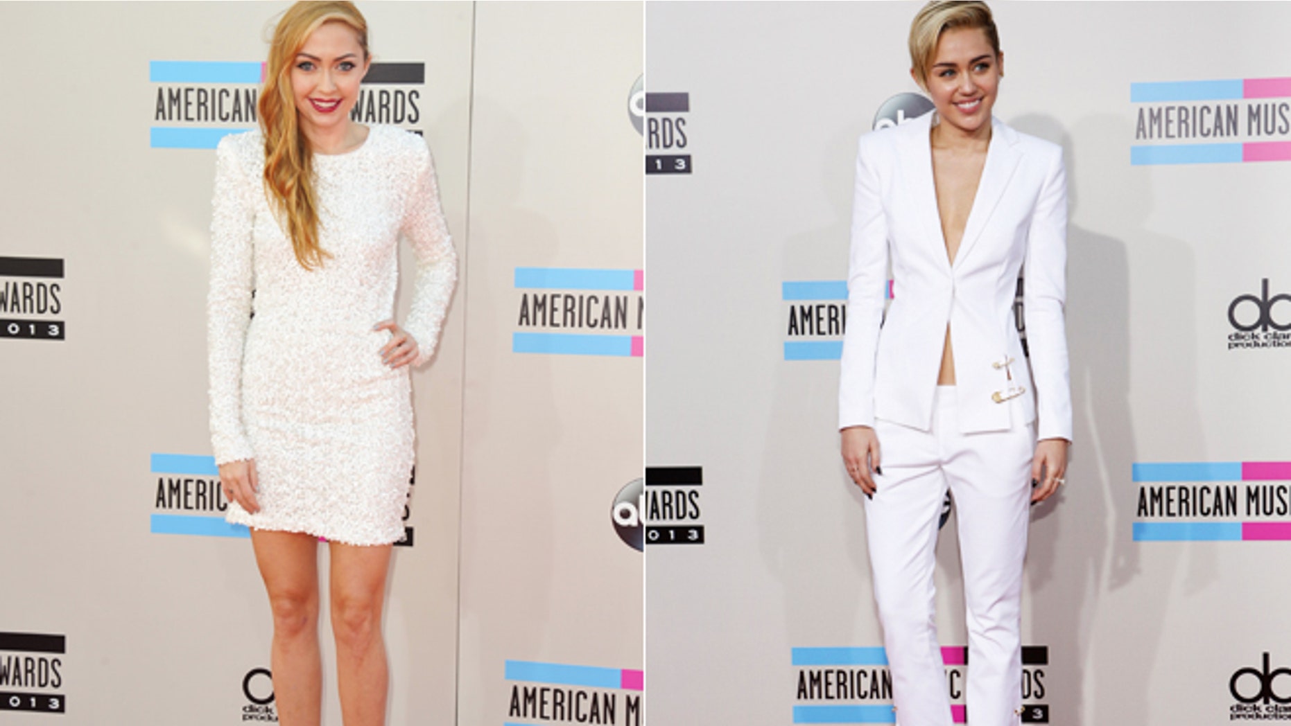 Brandi Cyrus, left, and Miley Cyrus arrive at the AMAs on Nov. 25, 2013.