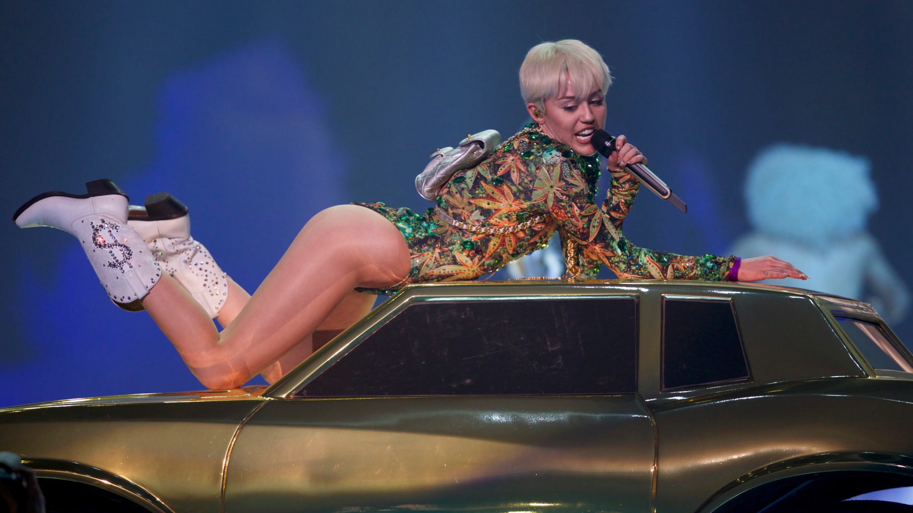 February 14, 2014. Miley Cyrus performs during the opening show of the "Bangerz" Tour in Vancouver, Canada.