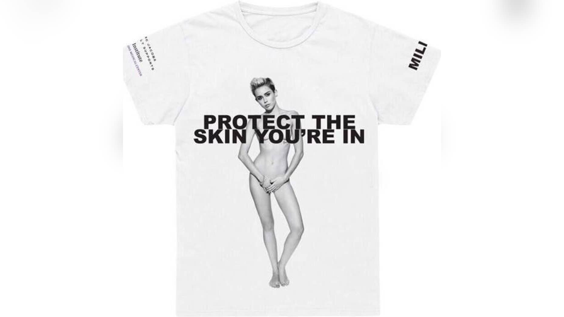Miley Cyrus appears on a Marc Jacobs' T-shirt for the Protect the Skin You're In campaign. Cyrus' shirt is available for $35 on MarcJacobs.com.
