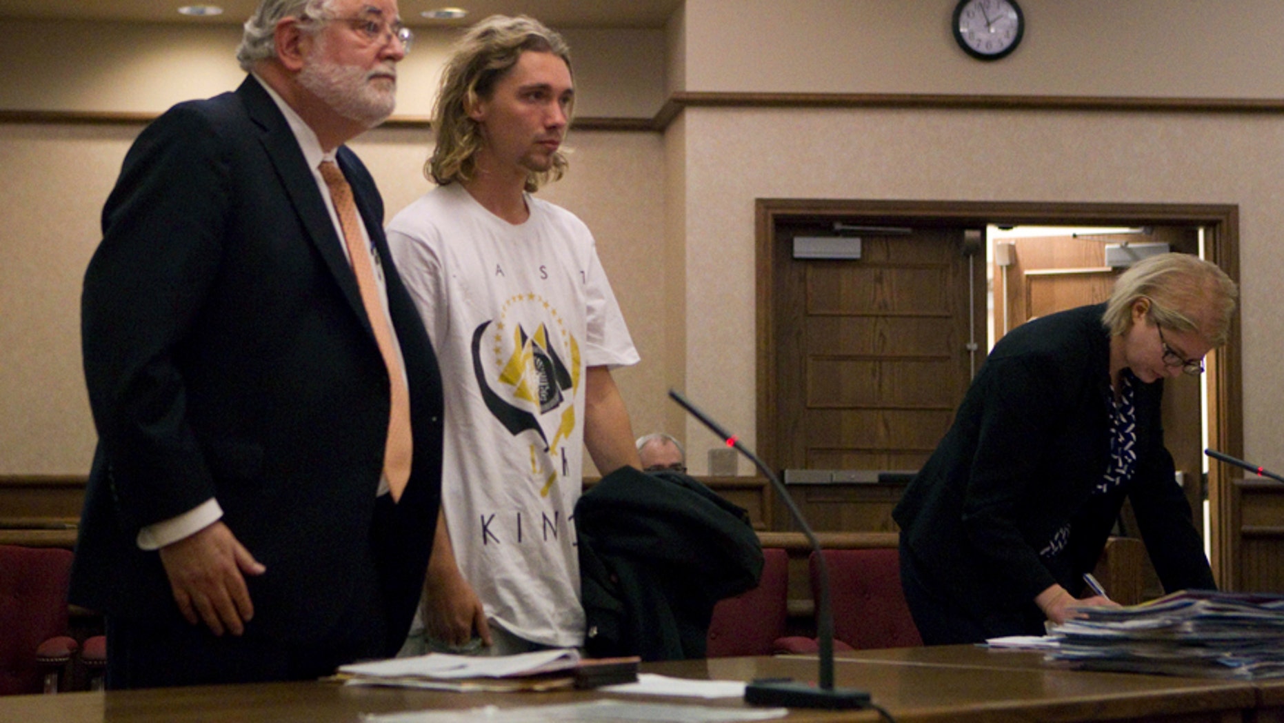 Jesse Helt appears in the Polk County courthouse for an arraignment regarding a probation violation in Dallas, Ore. Tuesday, Sept. 16, 2014.
