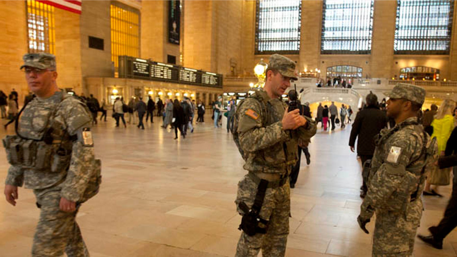 FILE: Army National Guard members patrol Grand Central Terminal, in New York, N.Y.