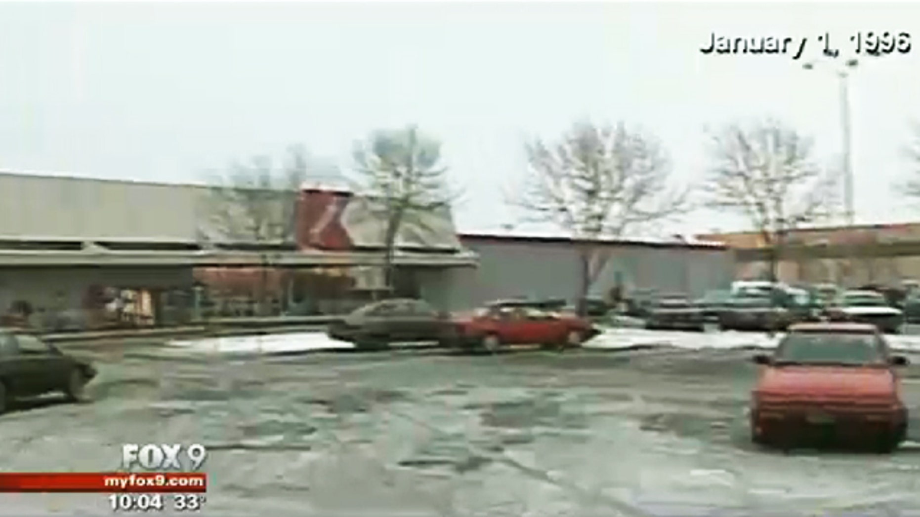 Jan. 1, 1996: This video image shows the Minneapolis parking lot where the body of Anne Dunlap was discovered in the trunk of her car.