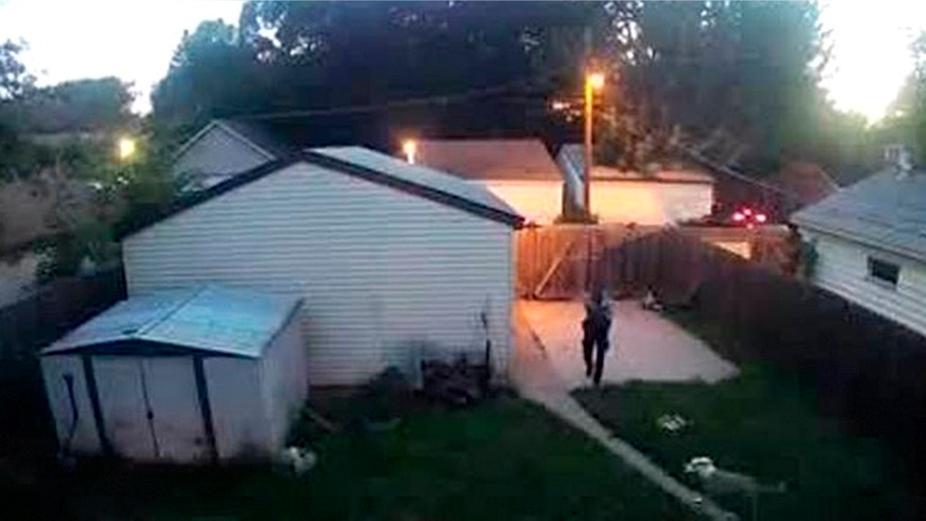 A Minneapolis police officer was caught on surveillance video shooting two dogs in a backyard on Saturday.