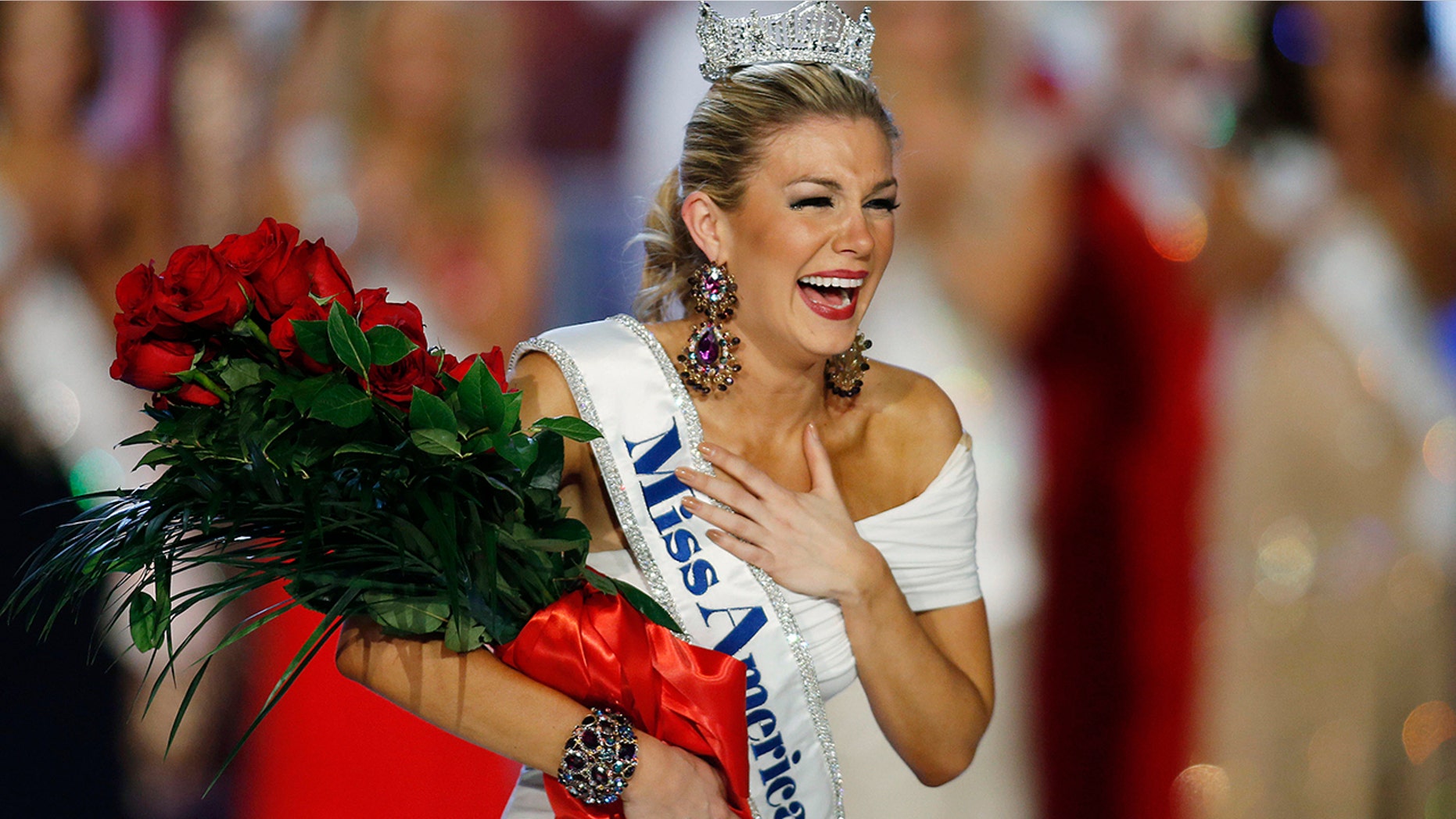 Jan. 12, 2013: Miss New York Mallory Hytes Hagan reacts as she is crowned Miss America 2013 in Las Vegas.