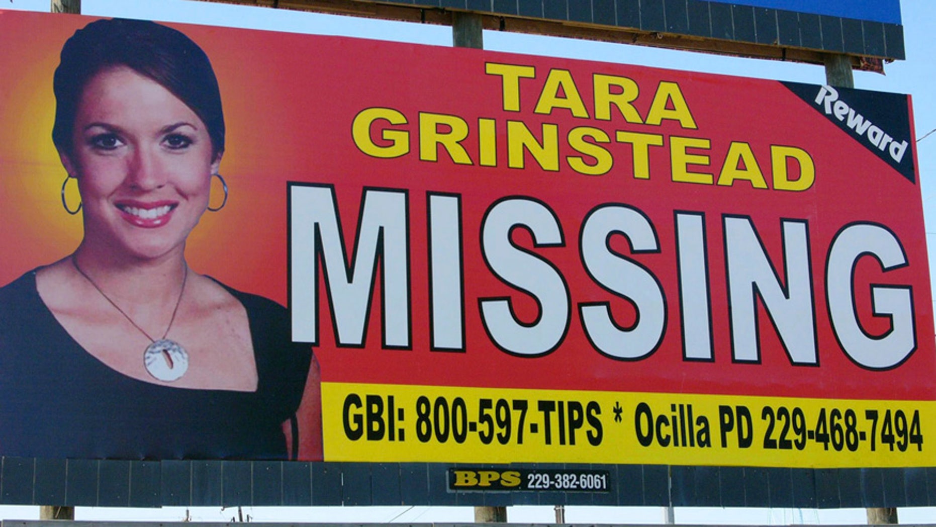 A photo of missing teacher Tara Grinstead displayed on a billboard in Ocilla in 2006.