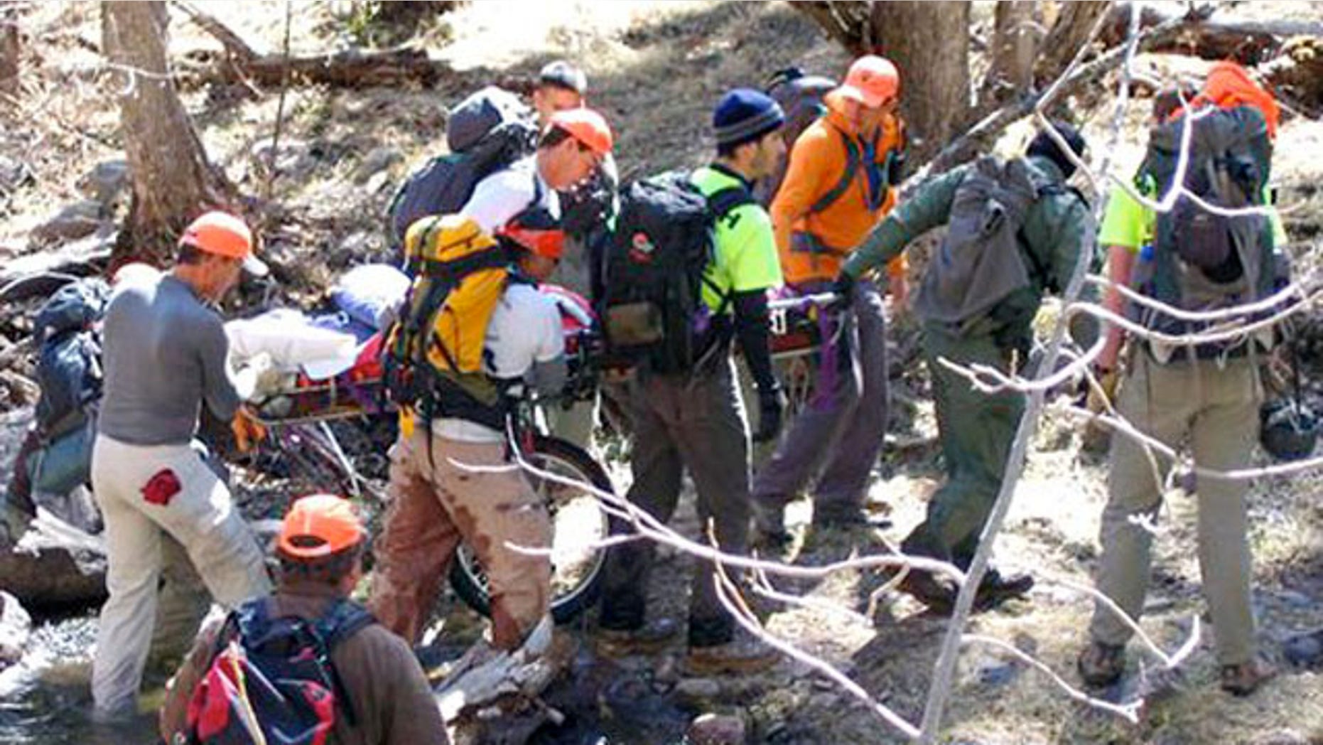 March 7, 2012: This image provided by David Kuthe shows missing hiker Margaret Page being rescued inside the Gila National Forest, N.M.