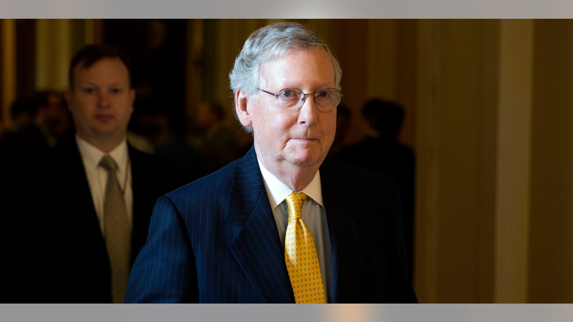 May 5, 2015: Senate Majority Leader Sen. Mitch McConnell of Ky. walks to his office on Capitol Hill in Washington.
