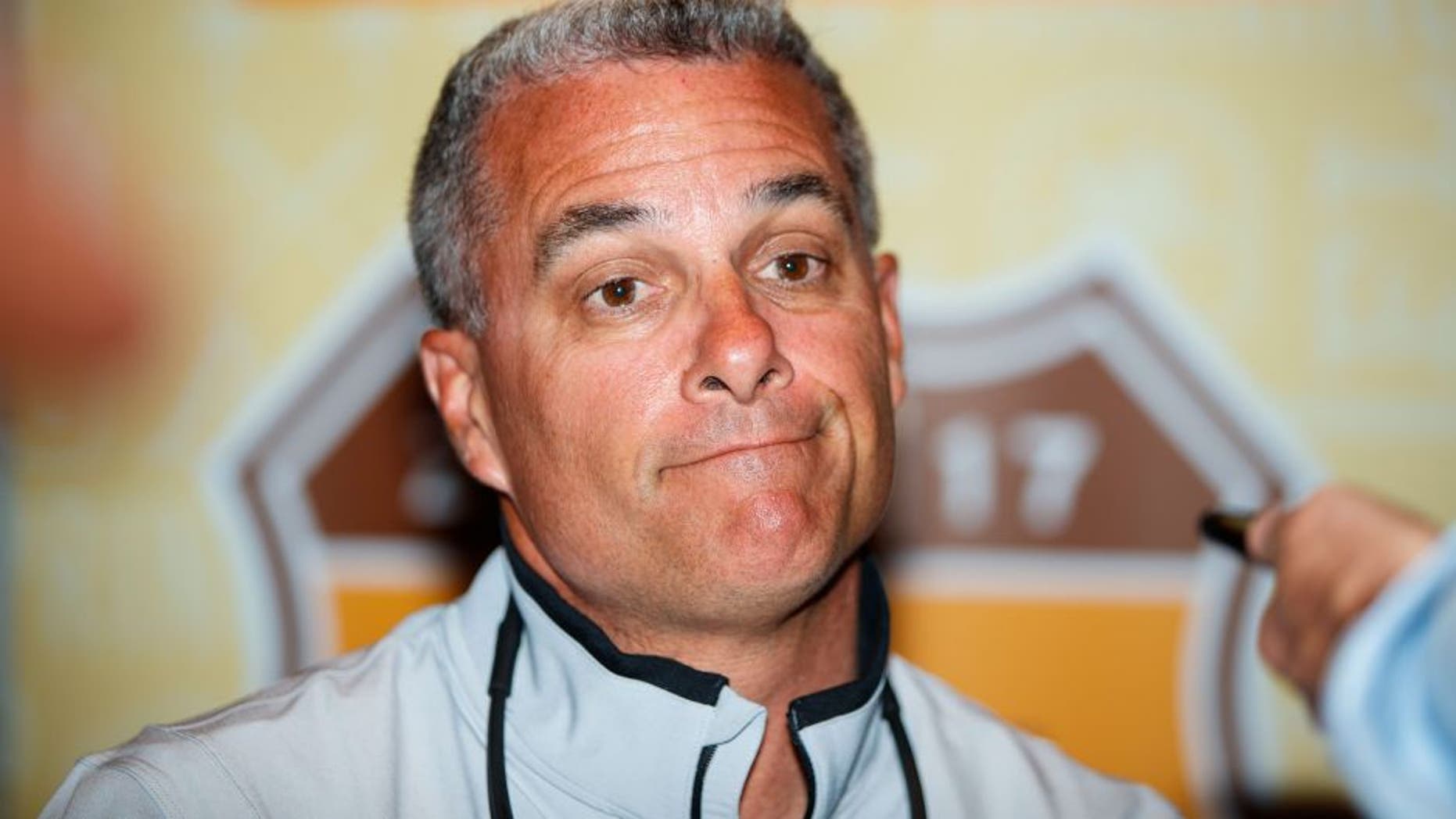 Feb 21, 2017; Phoenix, AZ, USA; Kansas City Royals general manager Dayton Moore during Spring Training Media Day at The Arizona Biltmore. Mandatory Credit: Mark J. Rebilas-USA TODAY Sports