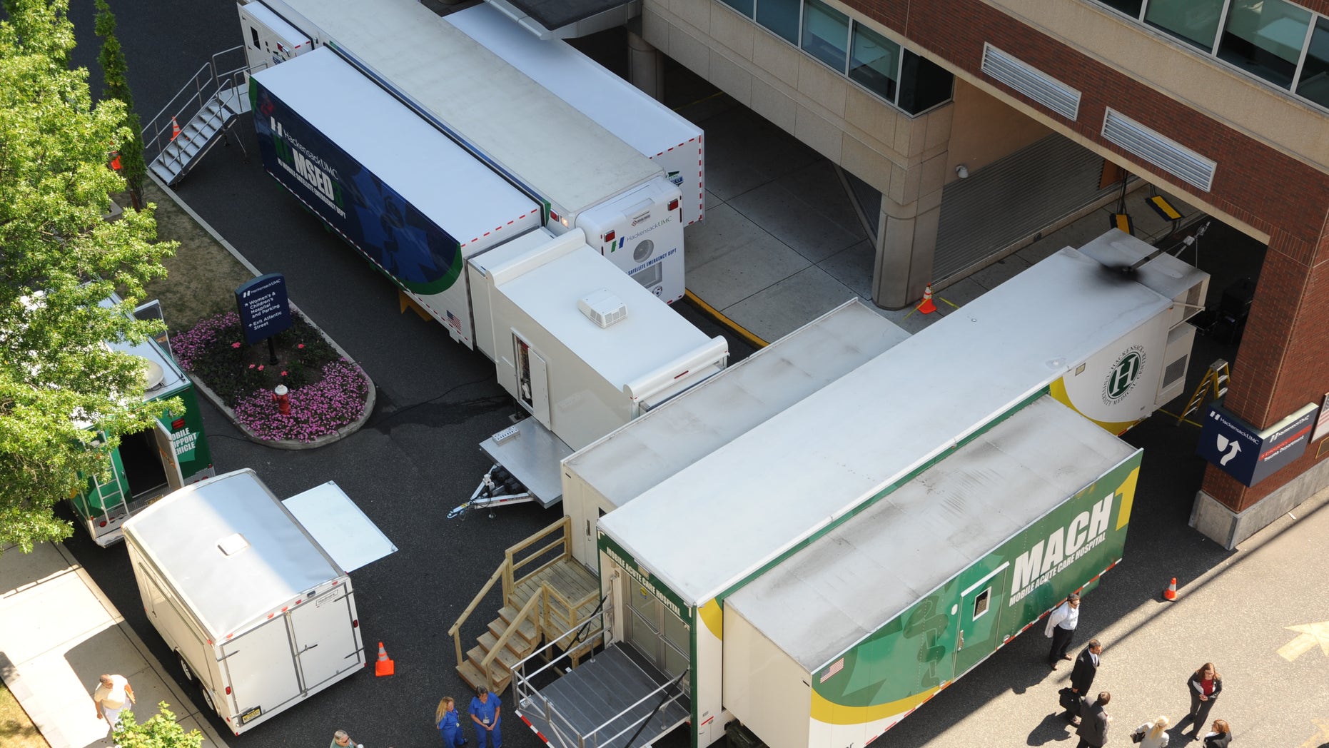 An aerial view of the New Jersey Mobile Satellite Department. Courtesy of Hackensack University Medical Center